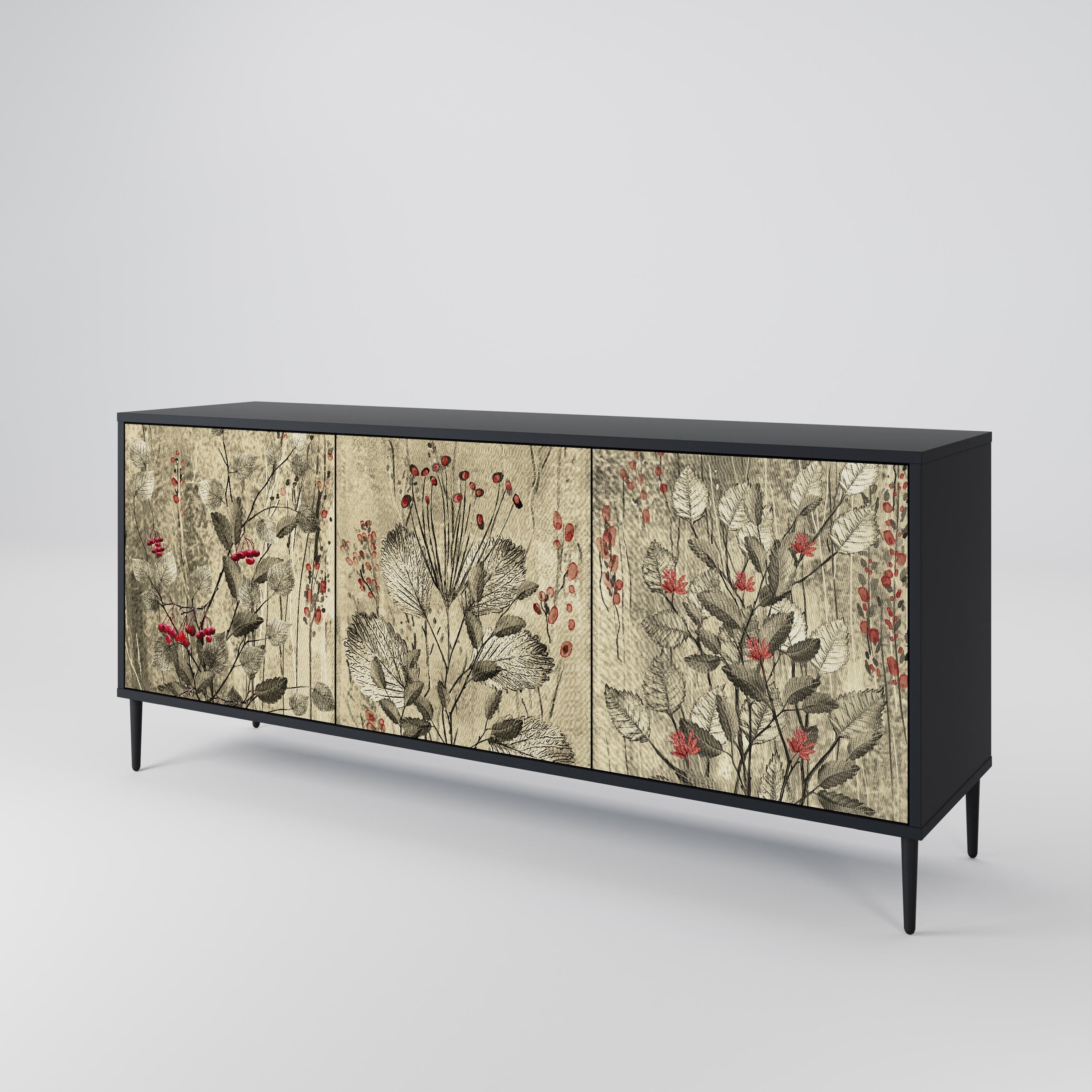 HERBAL GRACE 3-türiges Sideboard in Schwarz