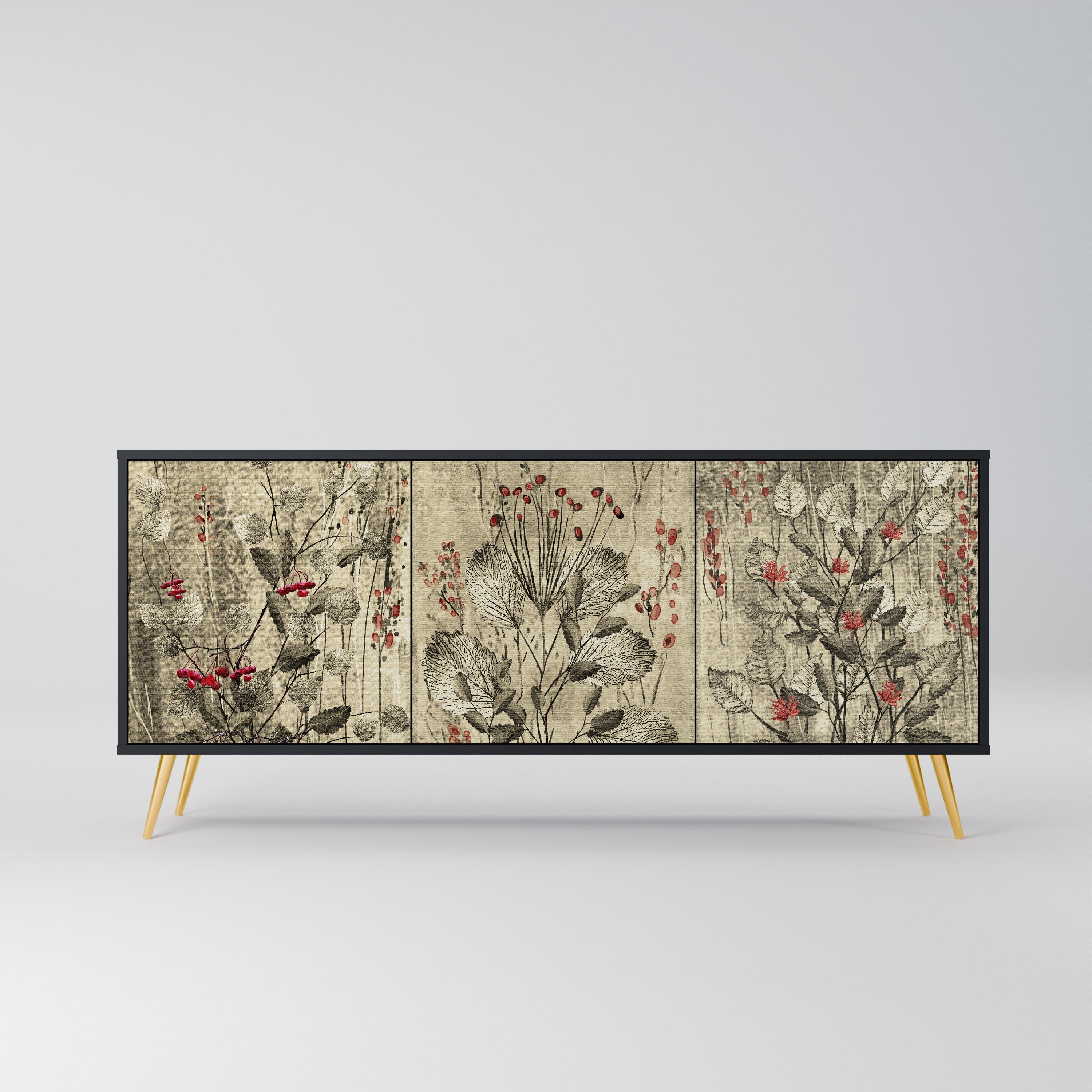 HERBAL GRACE 3-türiges Sideboard in Schwarz