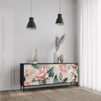 FLORAL GRACE 3-Door Sideboard in Black Finish