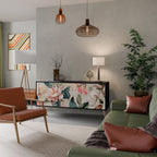 FLORAL GRACE 3-Door Sideboard in Black Finish