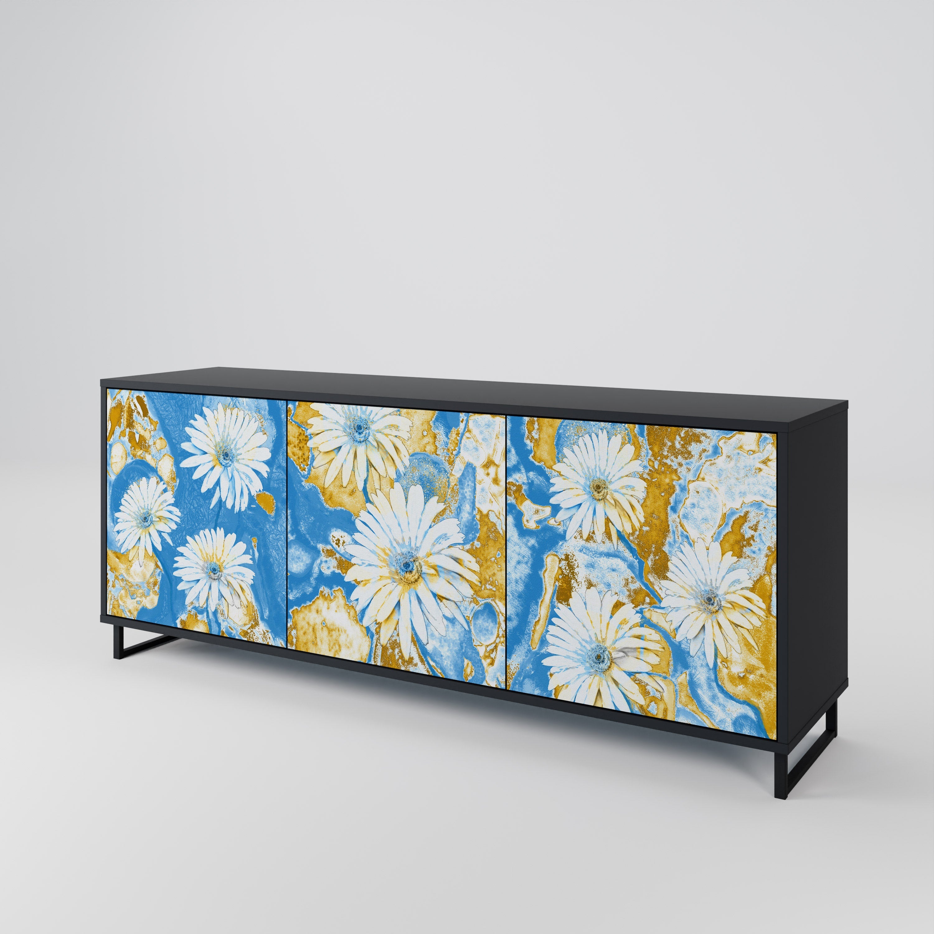 DAISY LUXE Sideboard mit 3 Türen in Schwarz