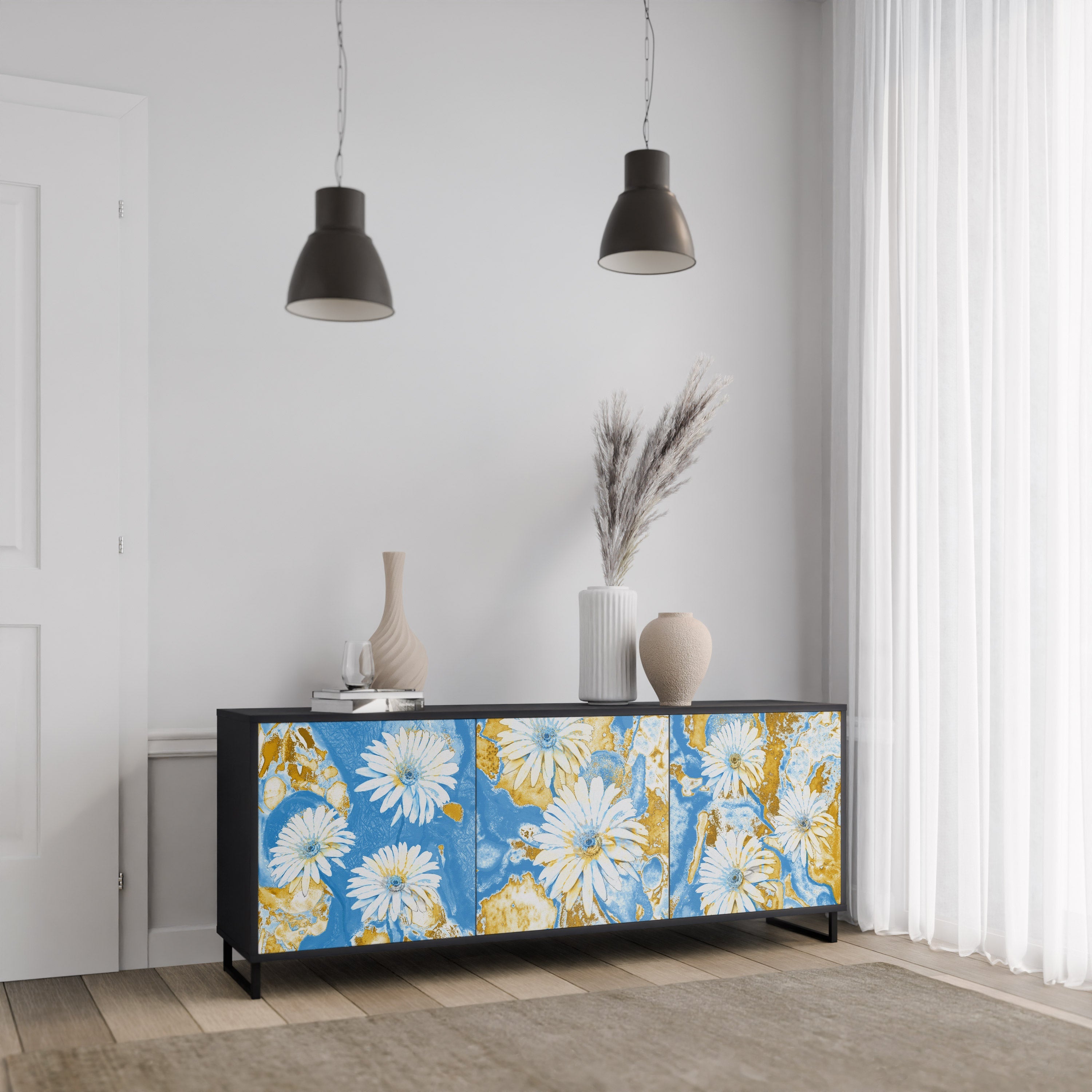 DAISY LUXE Sideboard mit 3 Türen in Schwarz