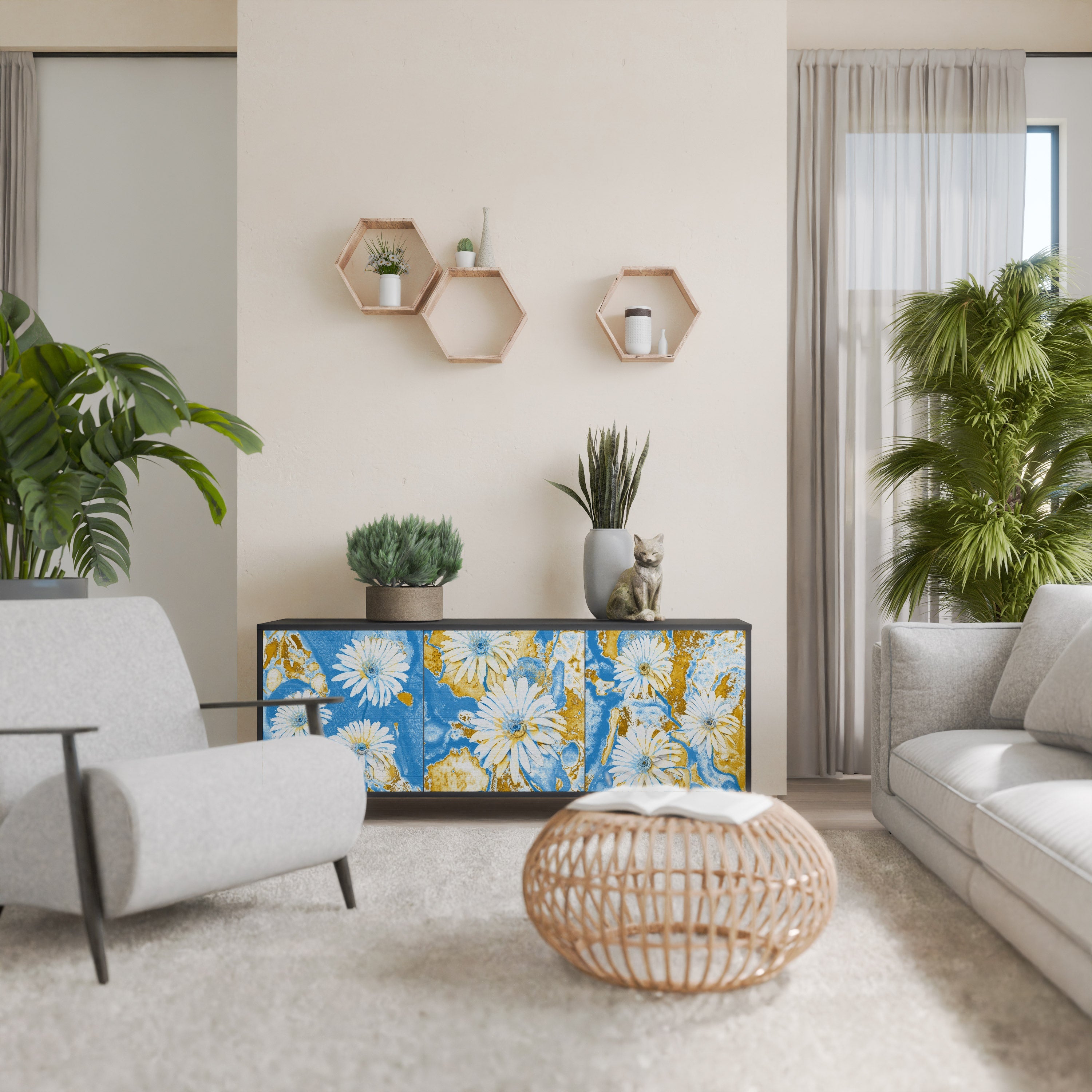 DAISY LUXE Sideboard mit 3 Türen in Schwarz