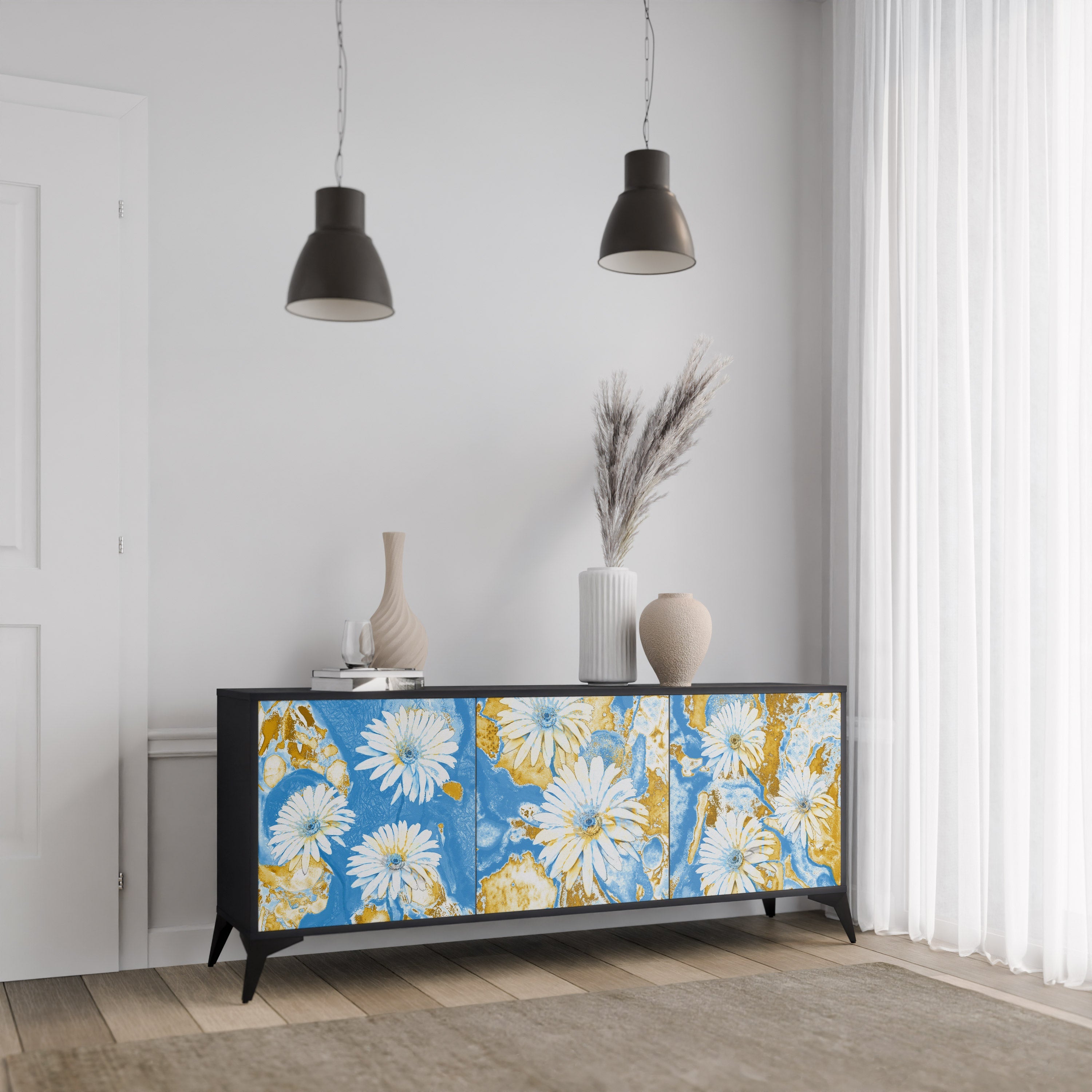 DAISY LUXE Sideboard mit 3 Türen in Schwarz