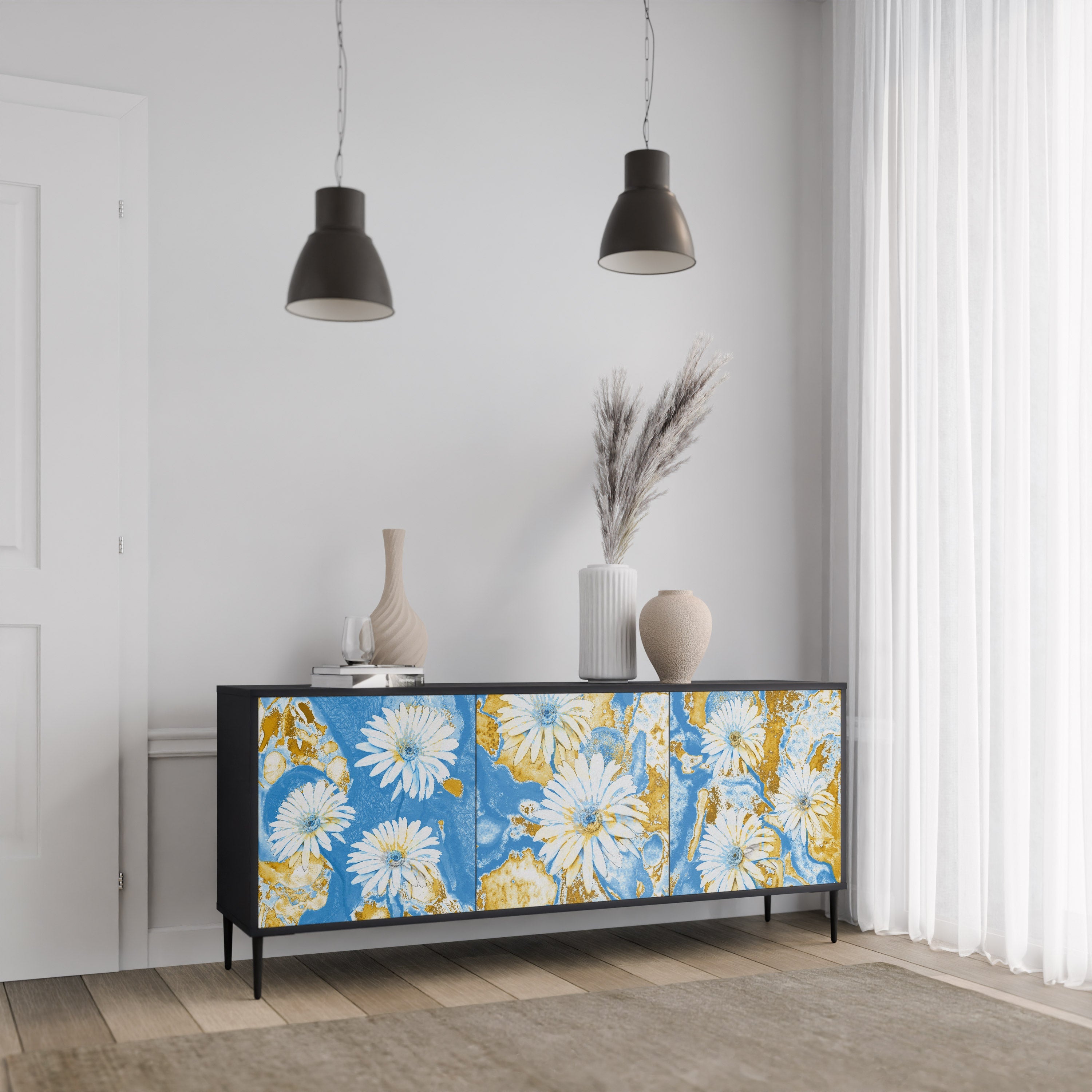 DAISY LUXE Sideboard mit 3 Türen in Schwarz