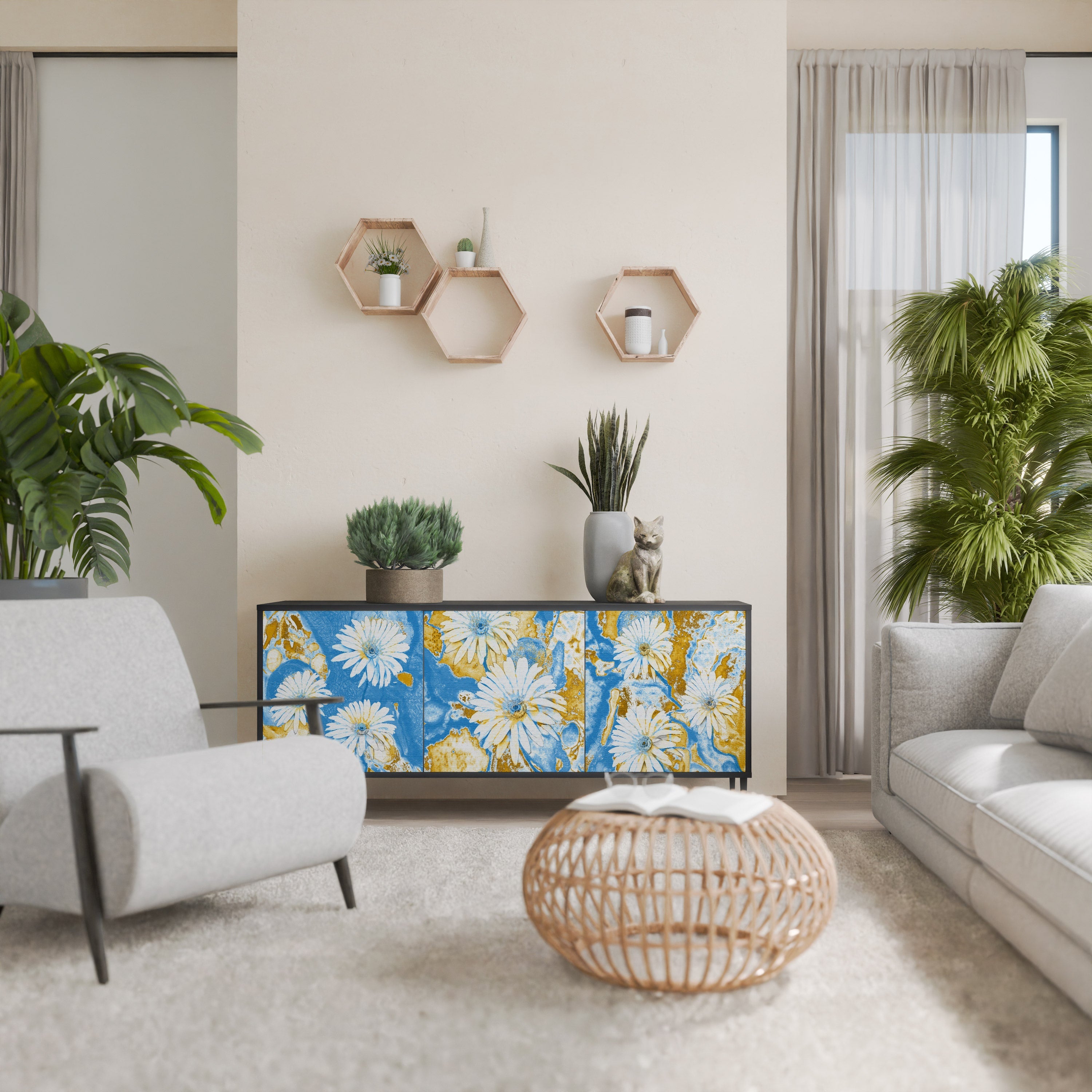 DAISY LUXE Sideboard mit 3 Türen in Schwarz
