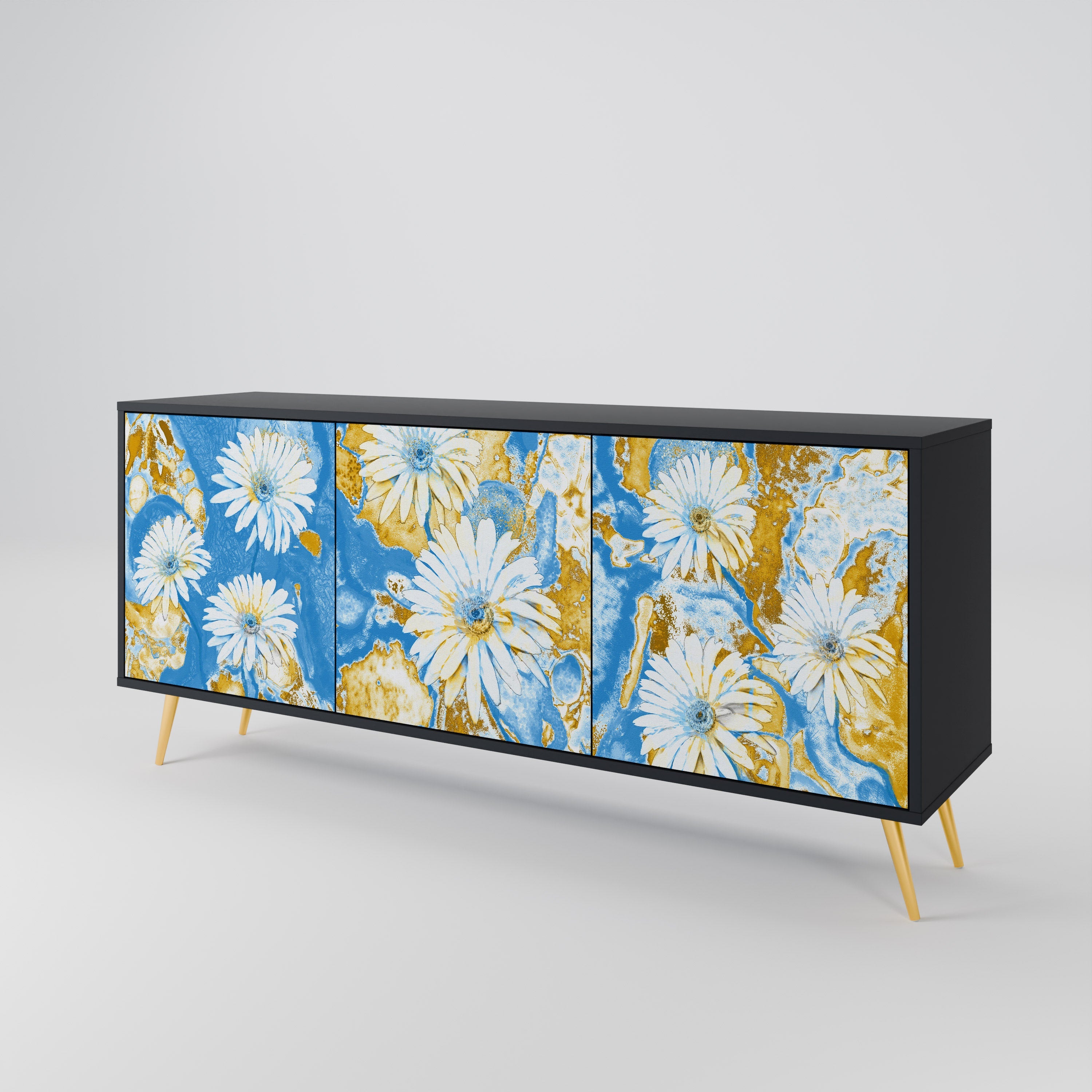 DAISY LUXE Sideboard mit 3 Türen in Schwarz