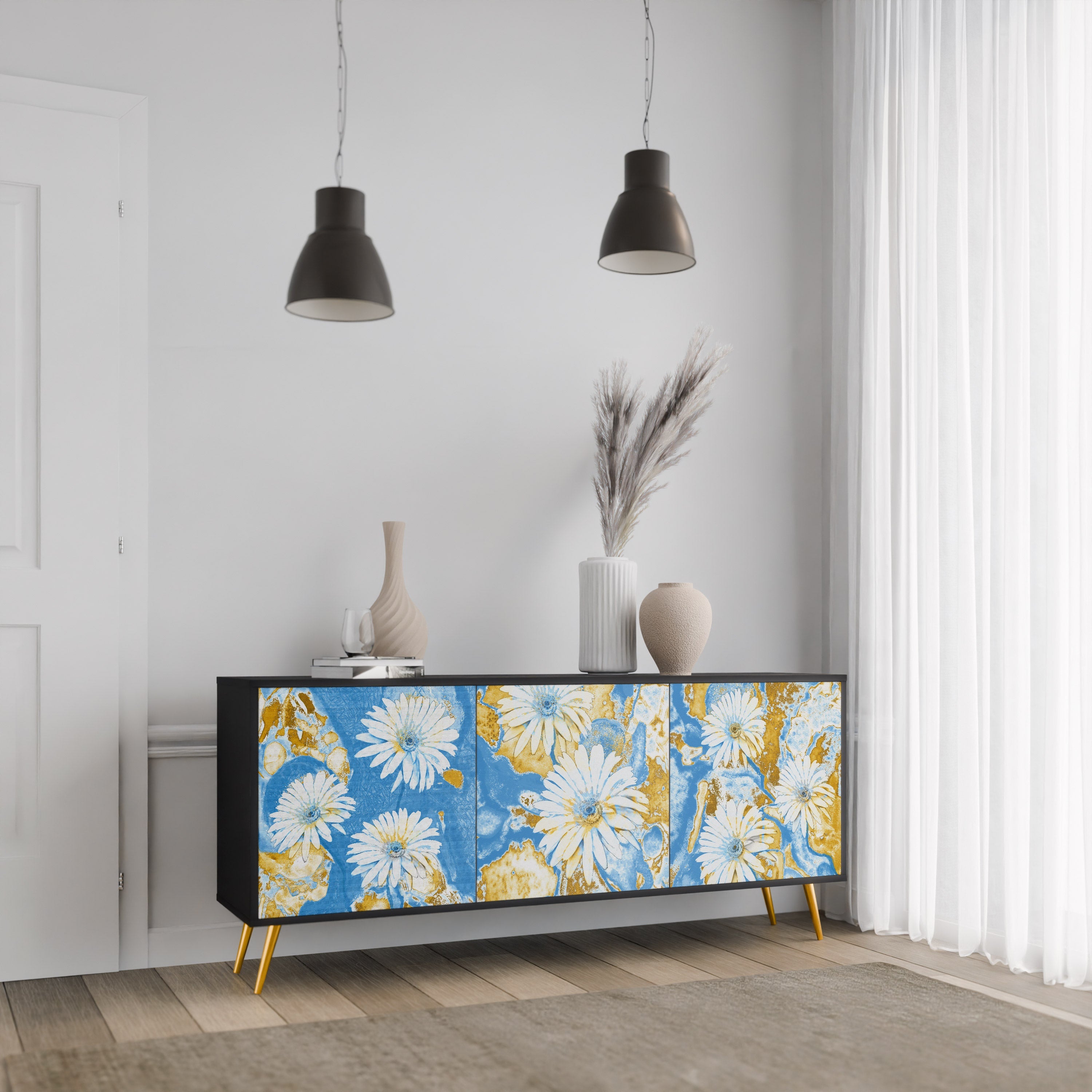DAISY LUXE Sideboard mit 3 Türen in Schwarz