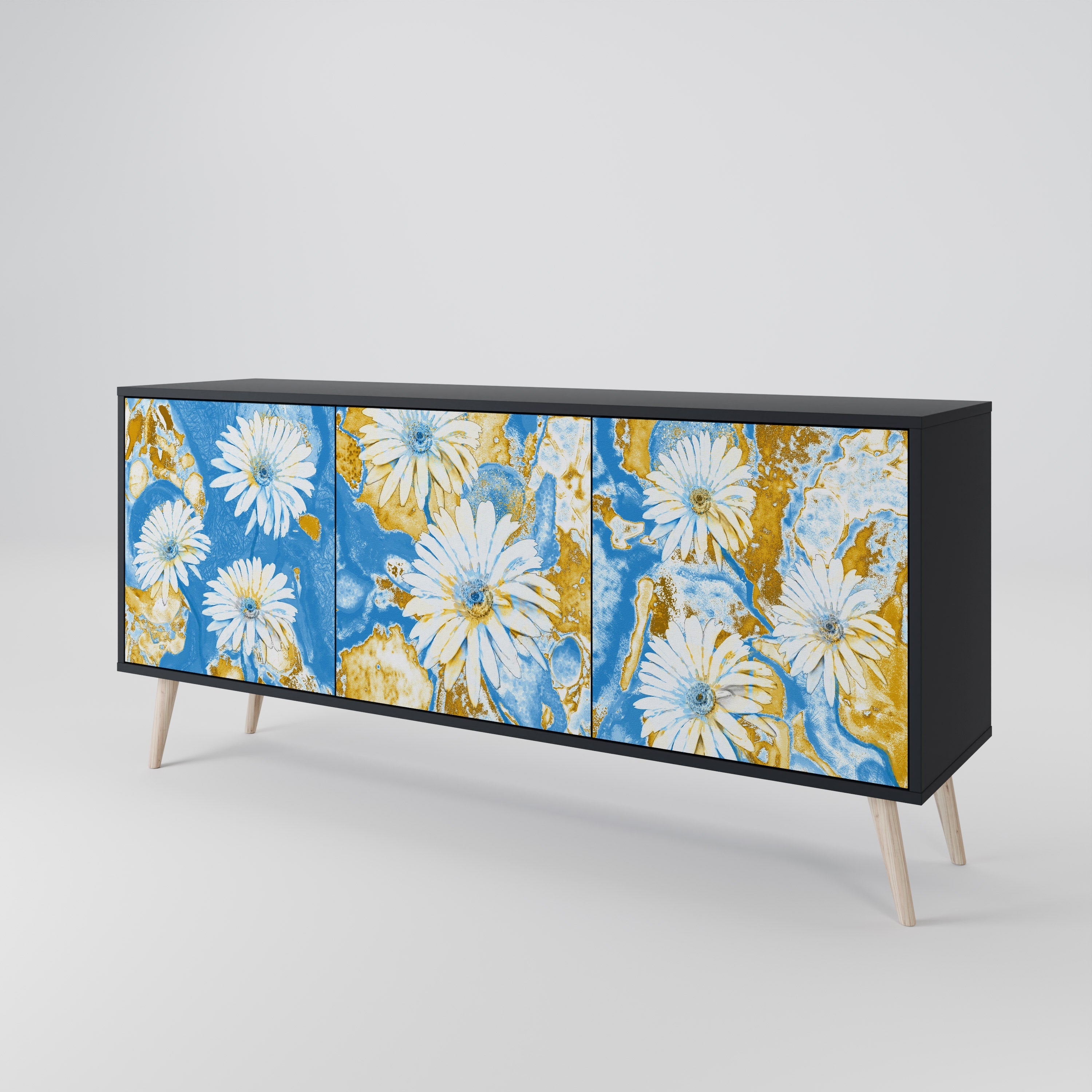 DAISY LUXE Sideboard mit 3 Türen in Schwarz