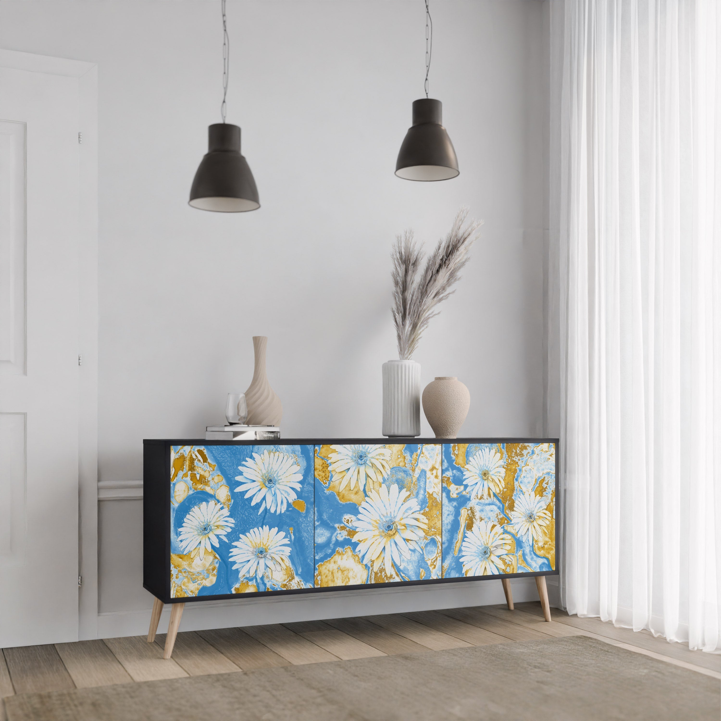 DAISY LUXE Sideboard mit 3 Türen in Schwarz