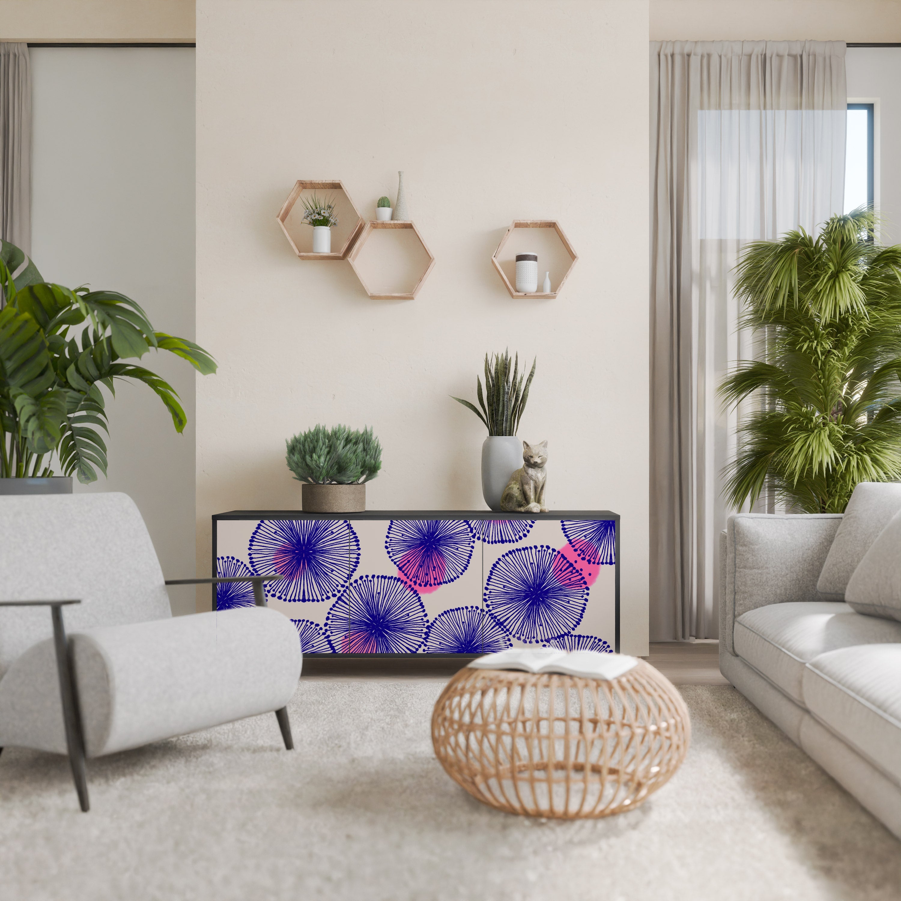 MAGIC NATURE 3-türiges Sideboard in Schwarz