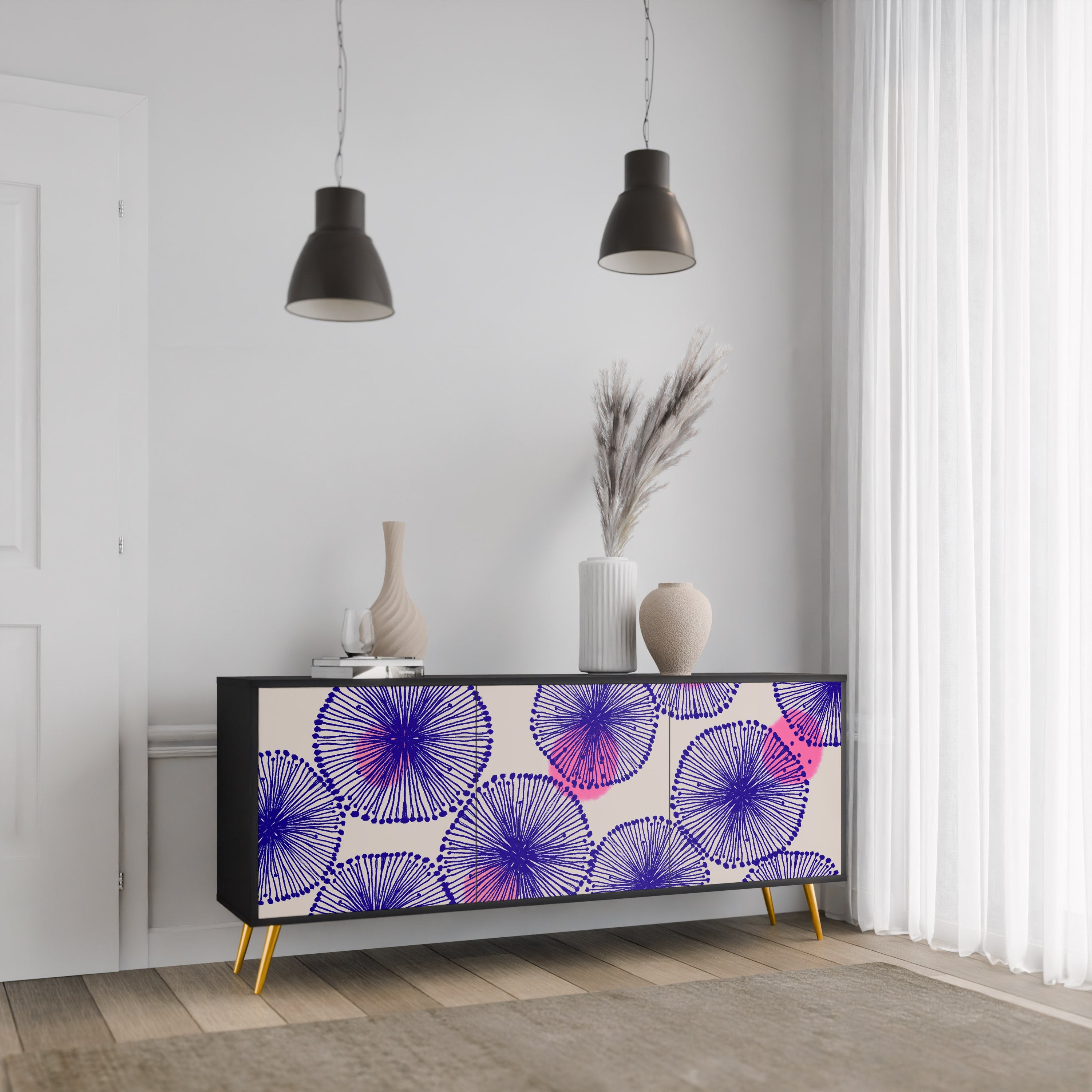 MAGIC NATURE 3-türiges Sideboard in Schwarz