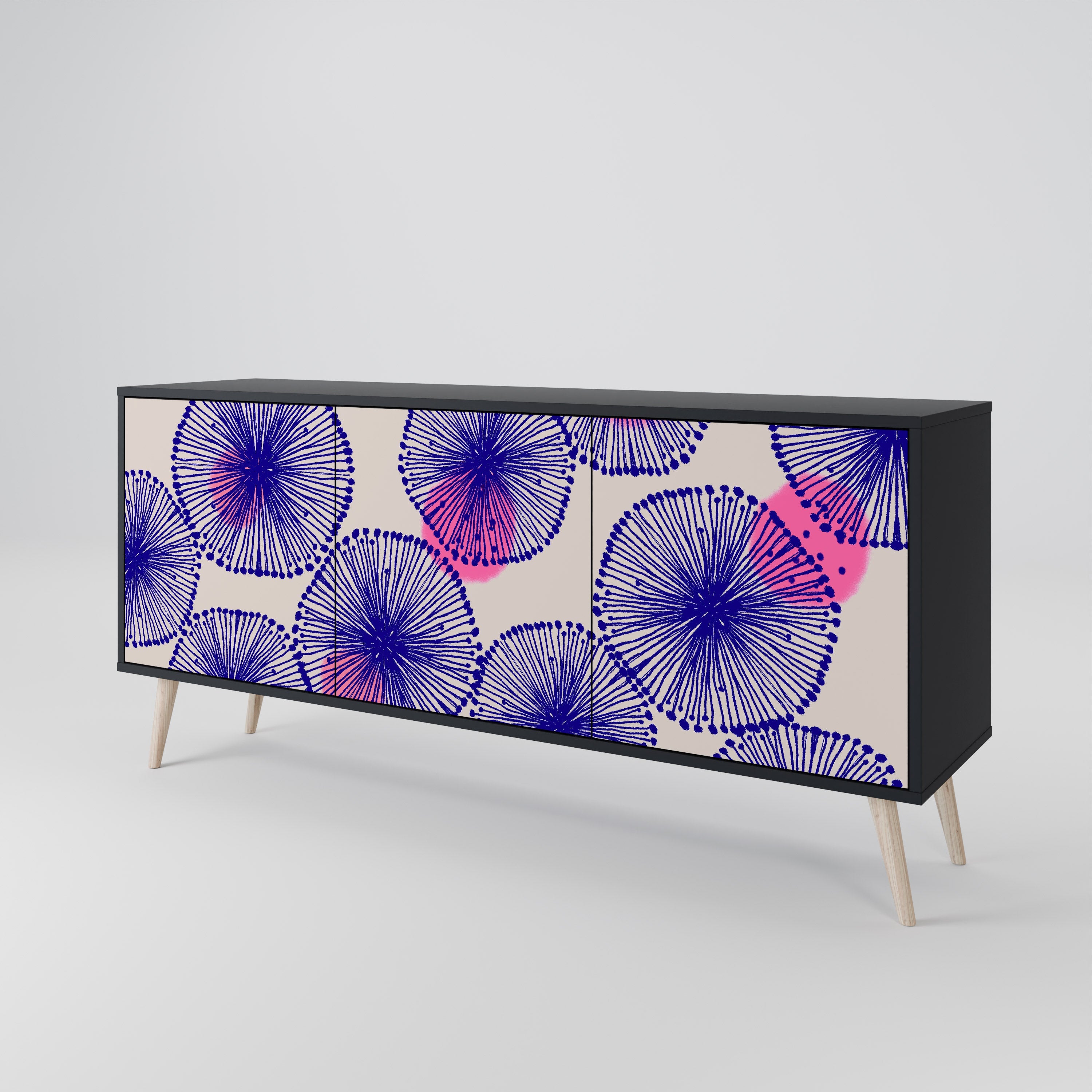 MAGIC NATURE 3-türiges Sideboard in Schwarz