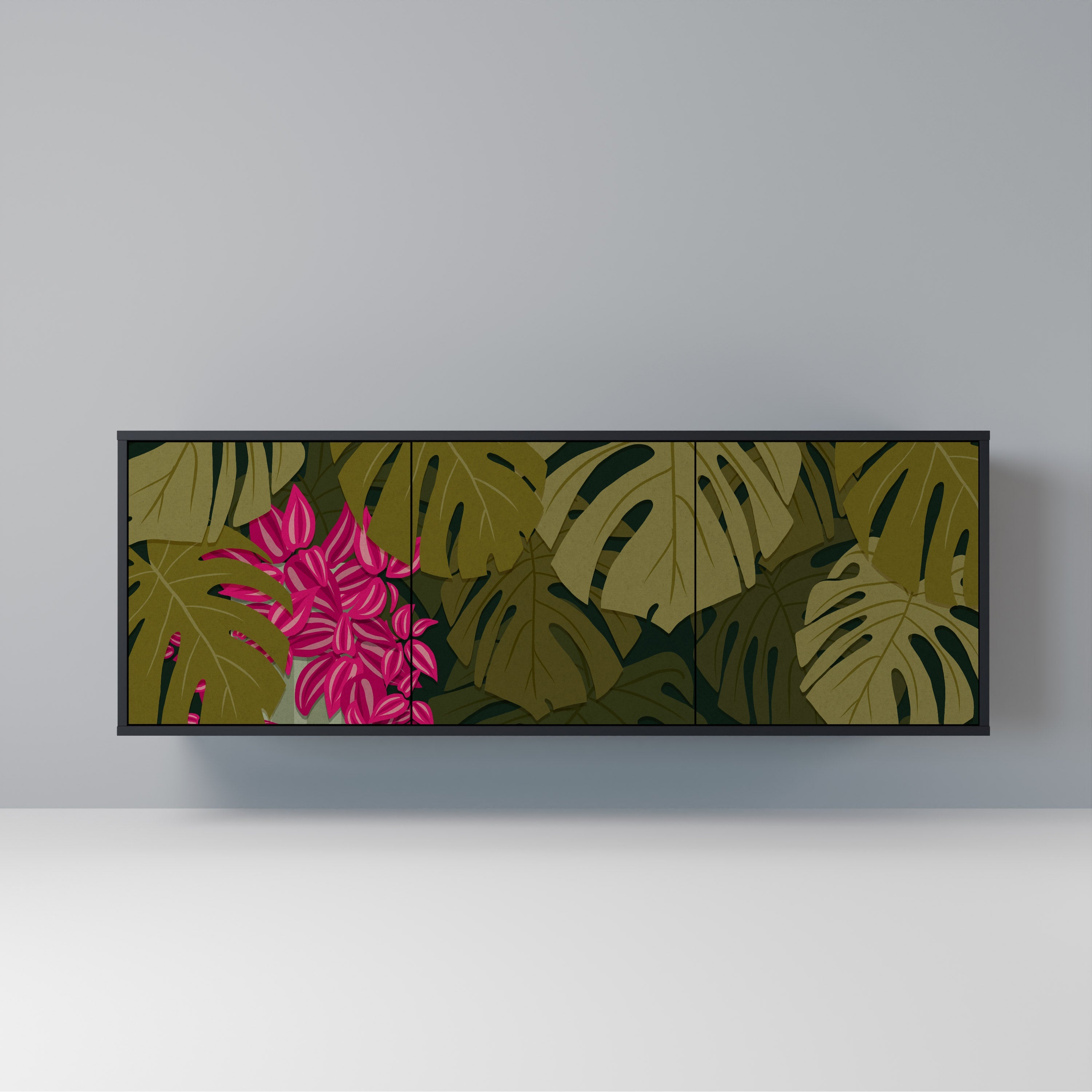 TROPICAL BEAUTY 3-türiges Sideboard in Schwarz