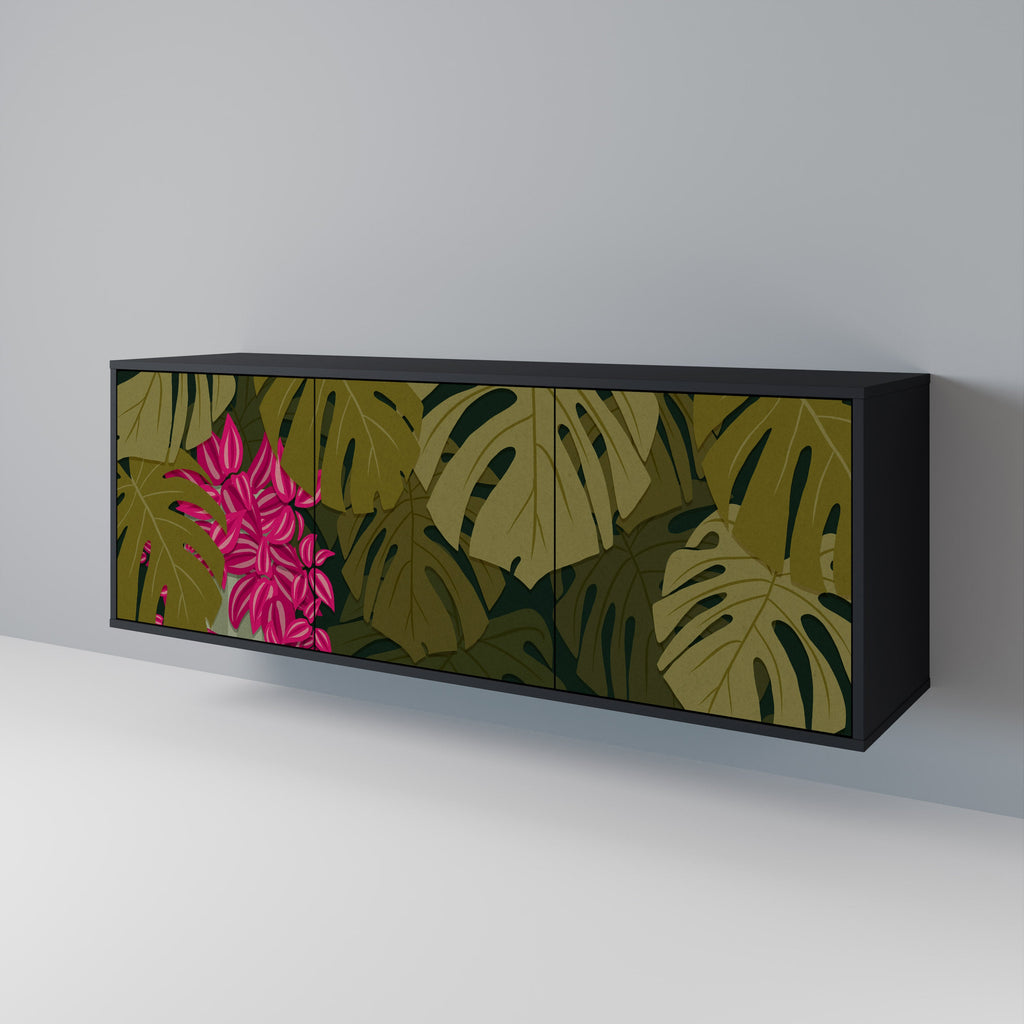 TROPICAL BEAUTY 3-türiges Sideboard in Schwarz