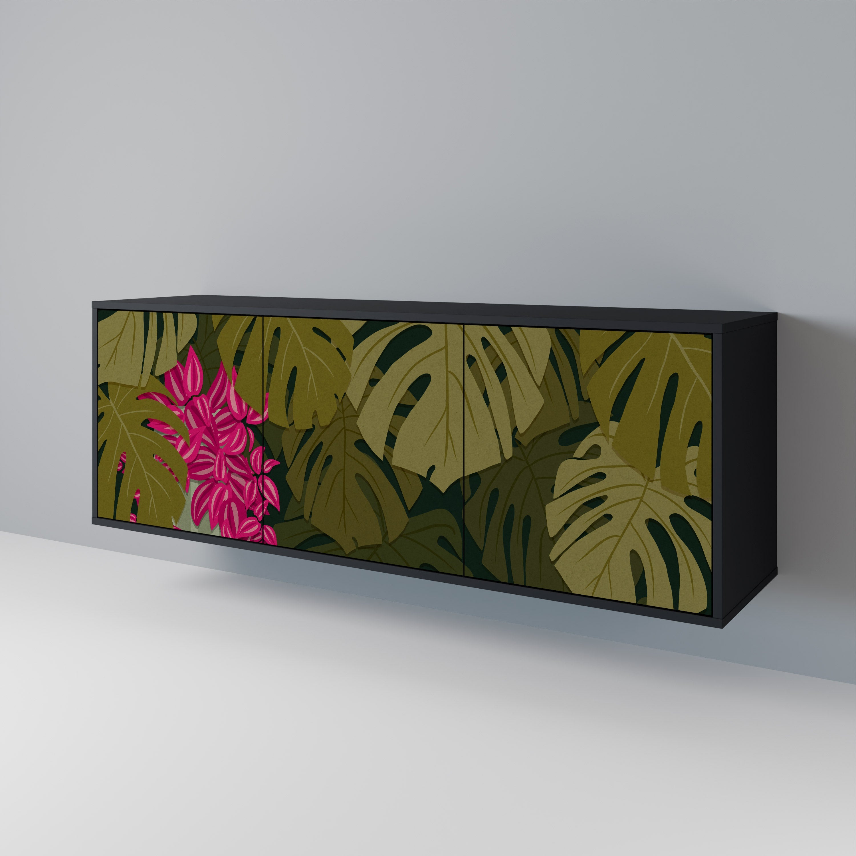 TROPICAL BEAUTY 3-türiges Sideboard in Schwarz