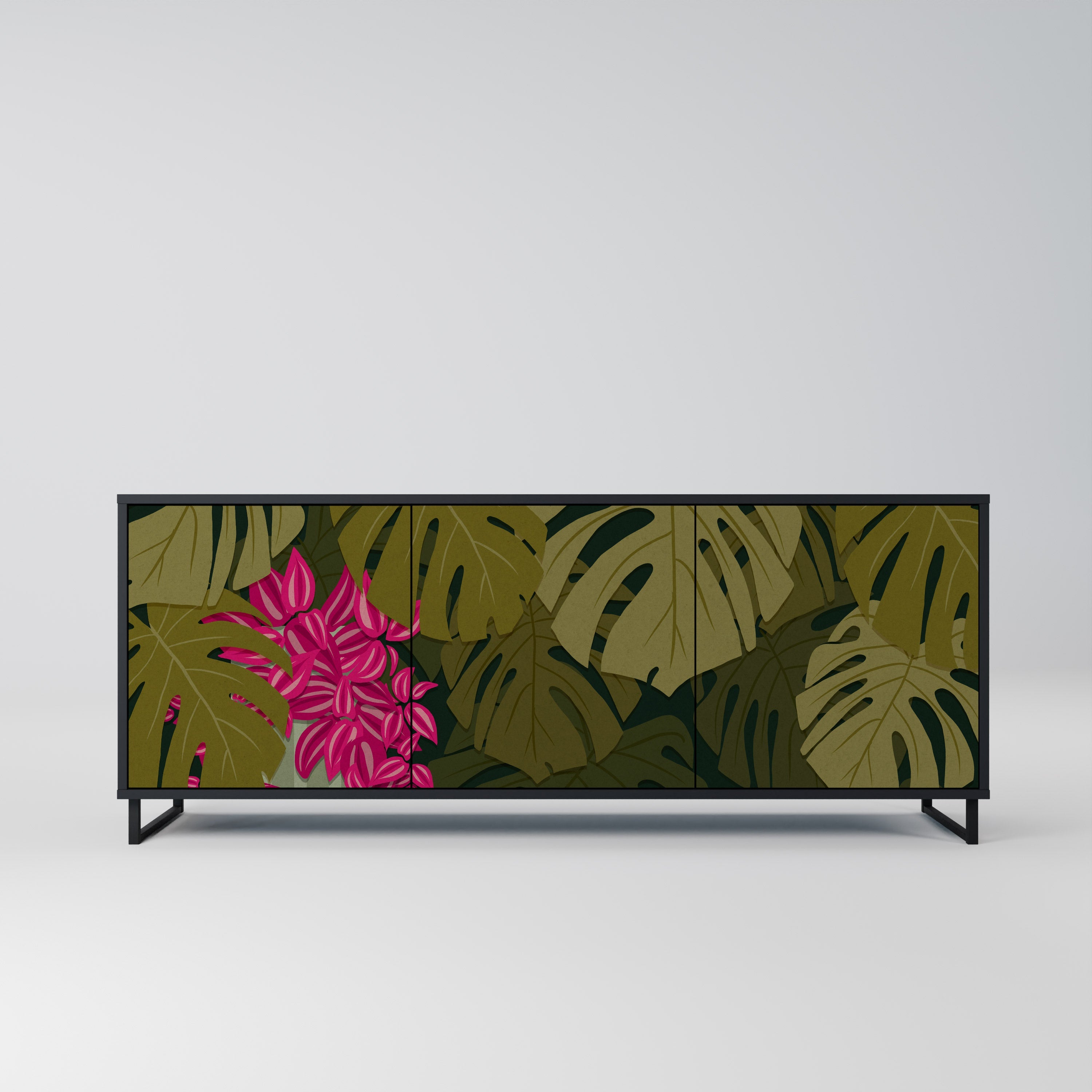 TROPICAL BEAUTY 3-türiges Sideboard in Schwarz
