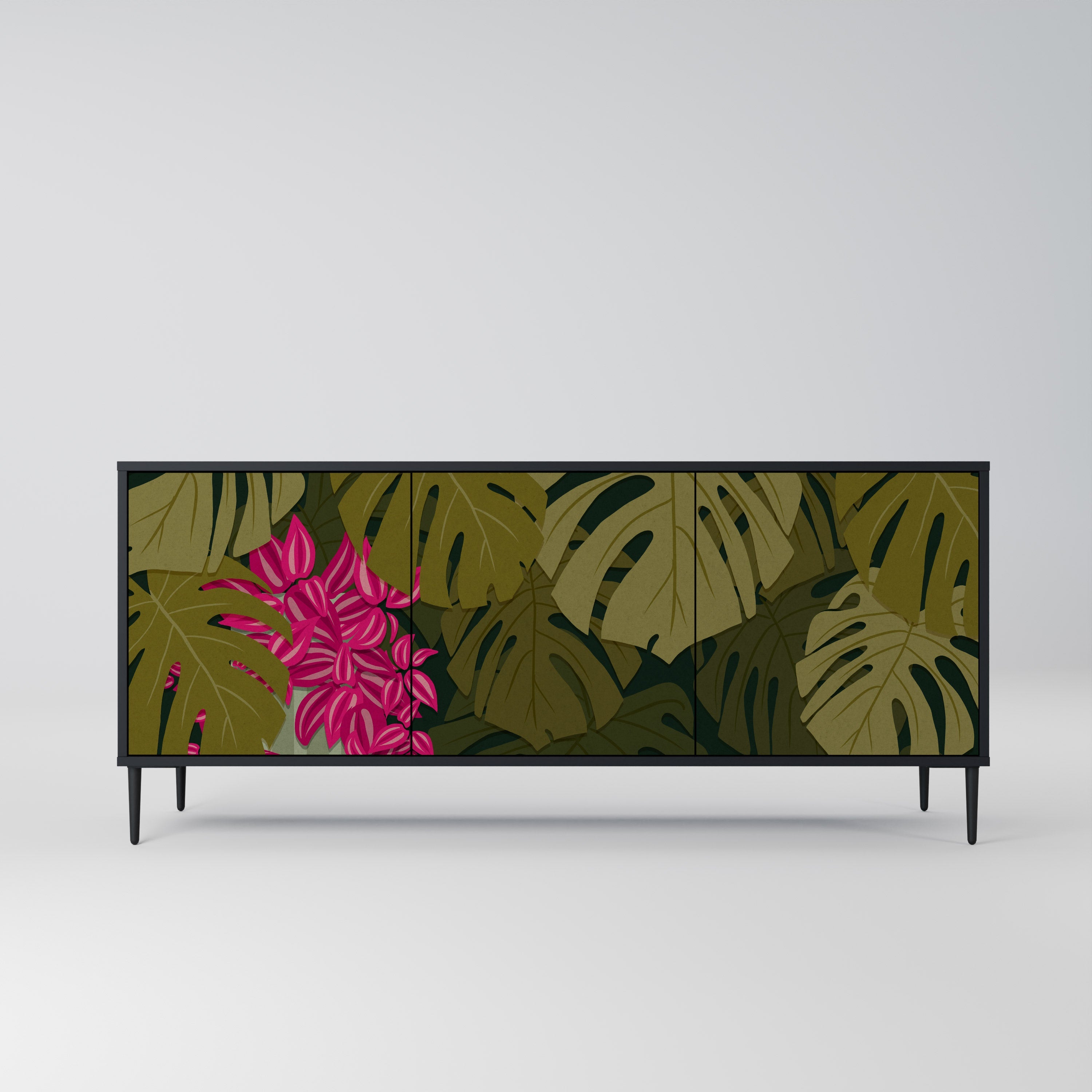 TROPICAL BEAUTY 3-türiges Sideboard in Schwarz