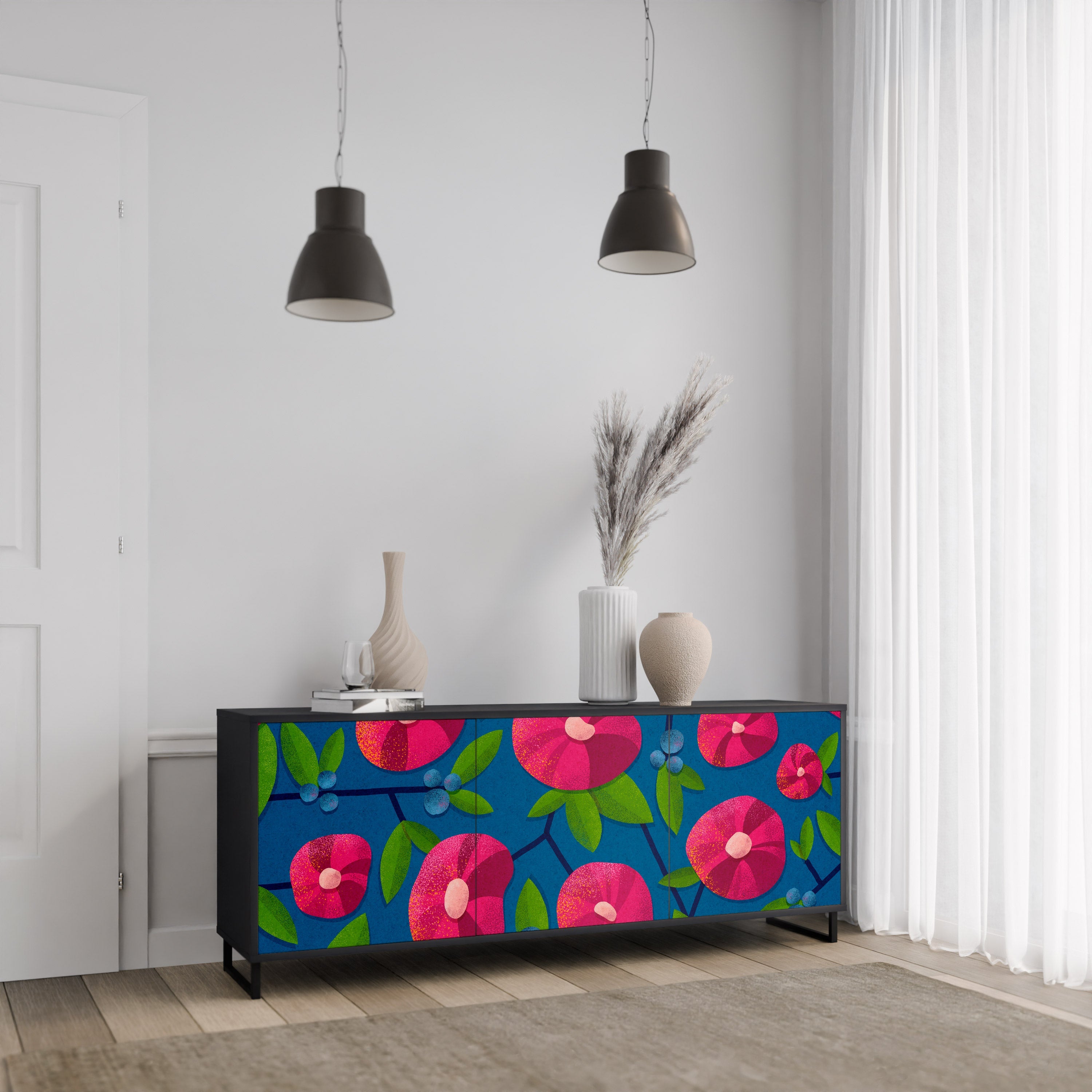 SPRING THOUGHTS 3-türiges Sideboard in schwarzem Finish