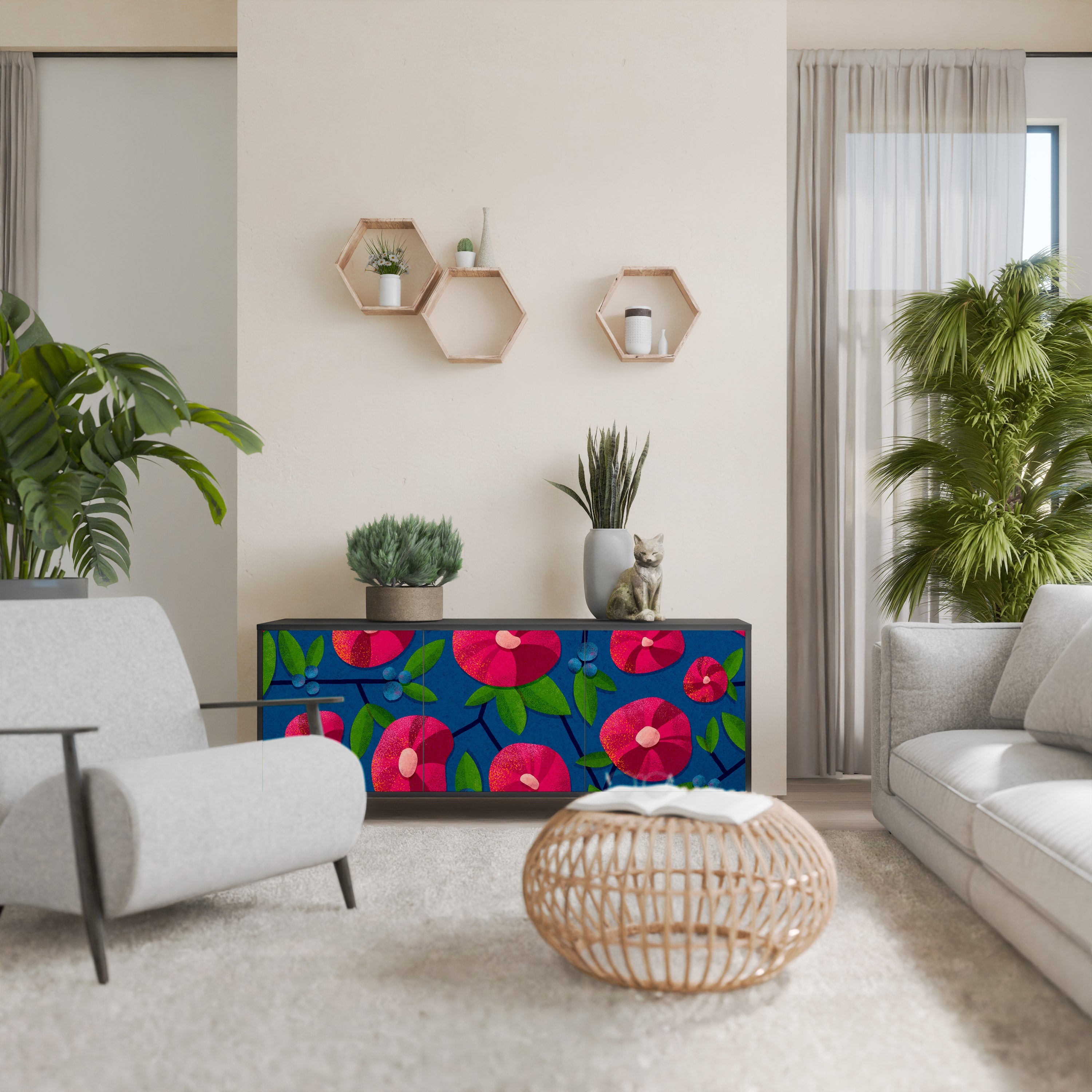SPRING THOUGHTS 3-türiges Sideboard in schwarzem Finish
