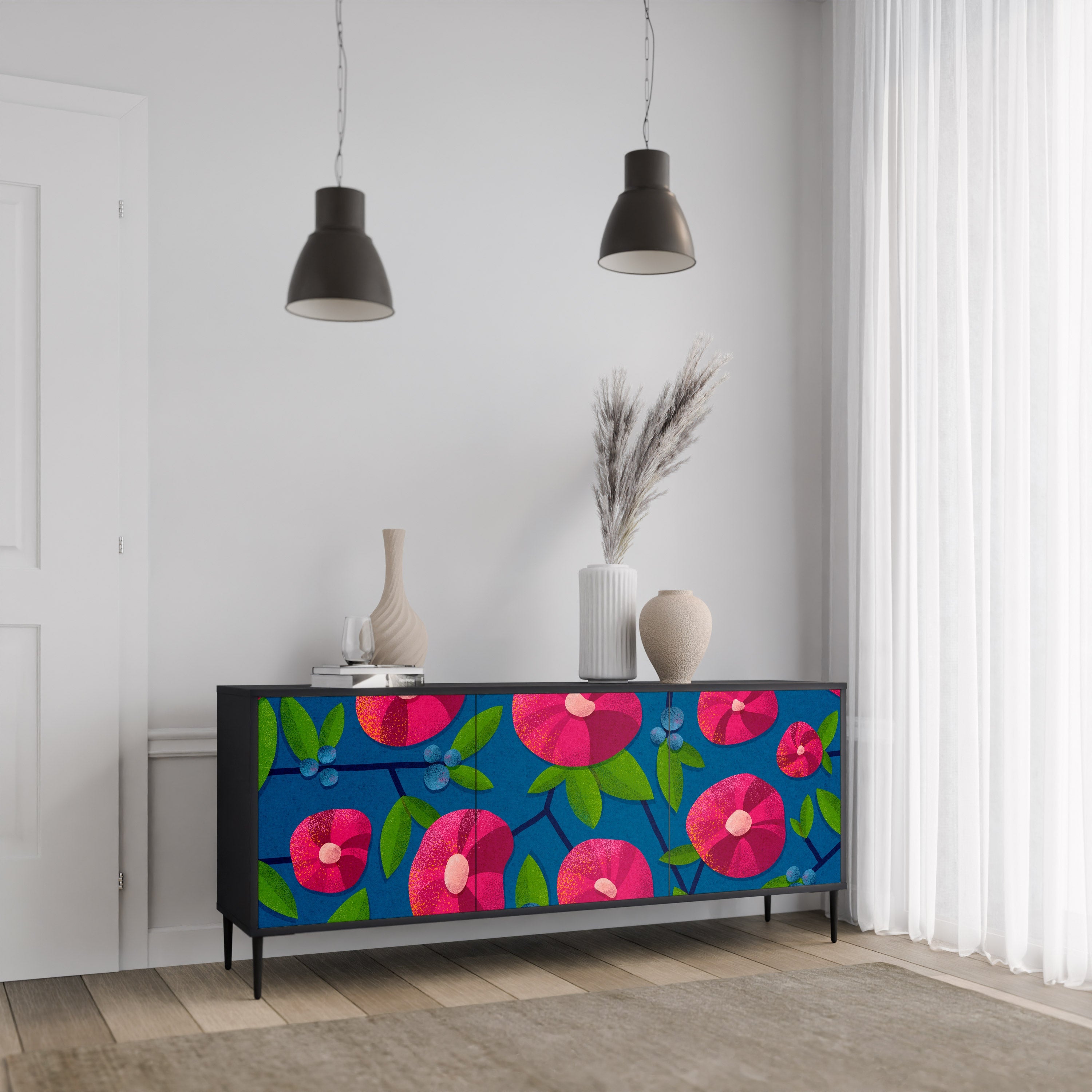 SPRING THOUGHTS 3-türiges Sideboard in schwarzem Finish