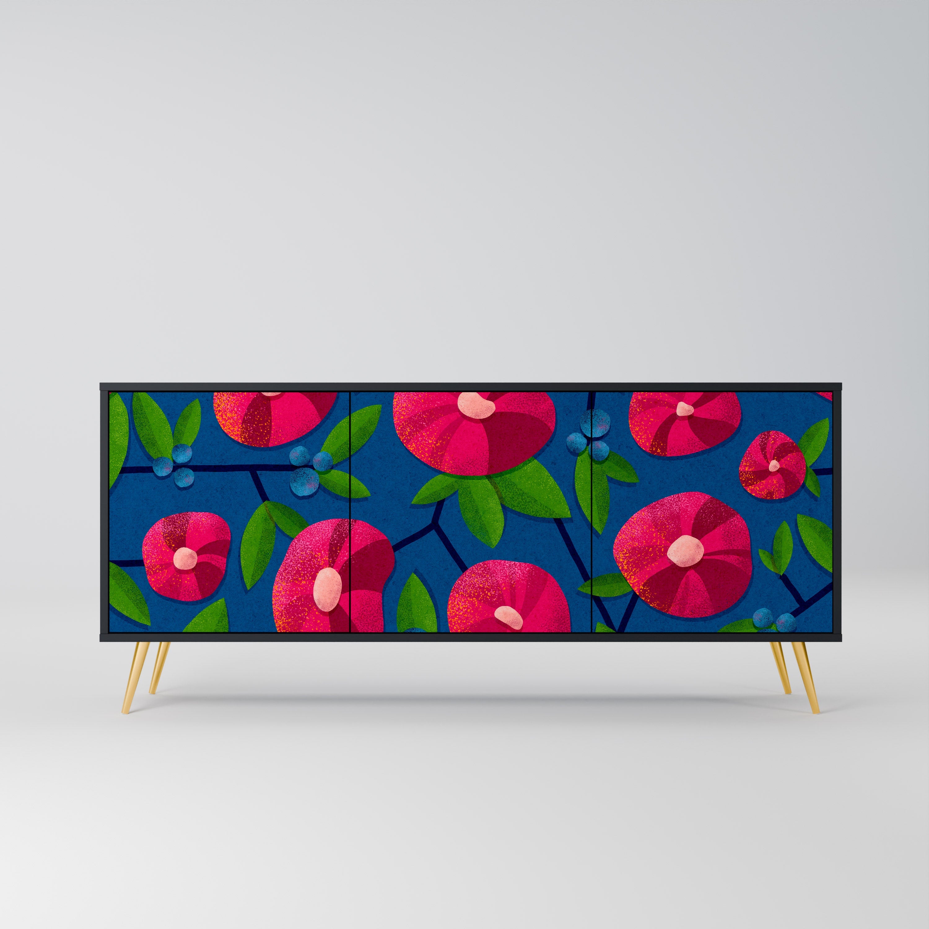 SPRING THOUGHTS 3-türiges Sideboard in schwarzem Finish