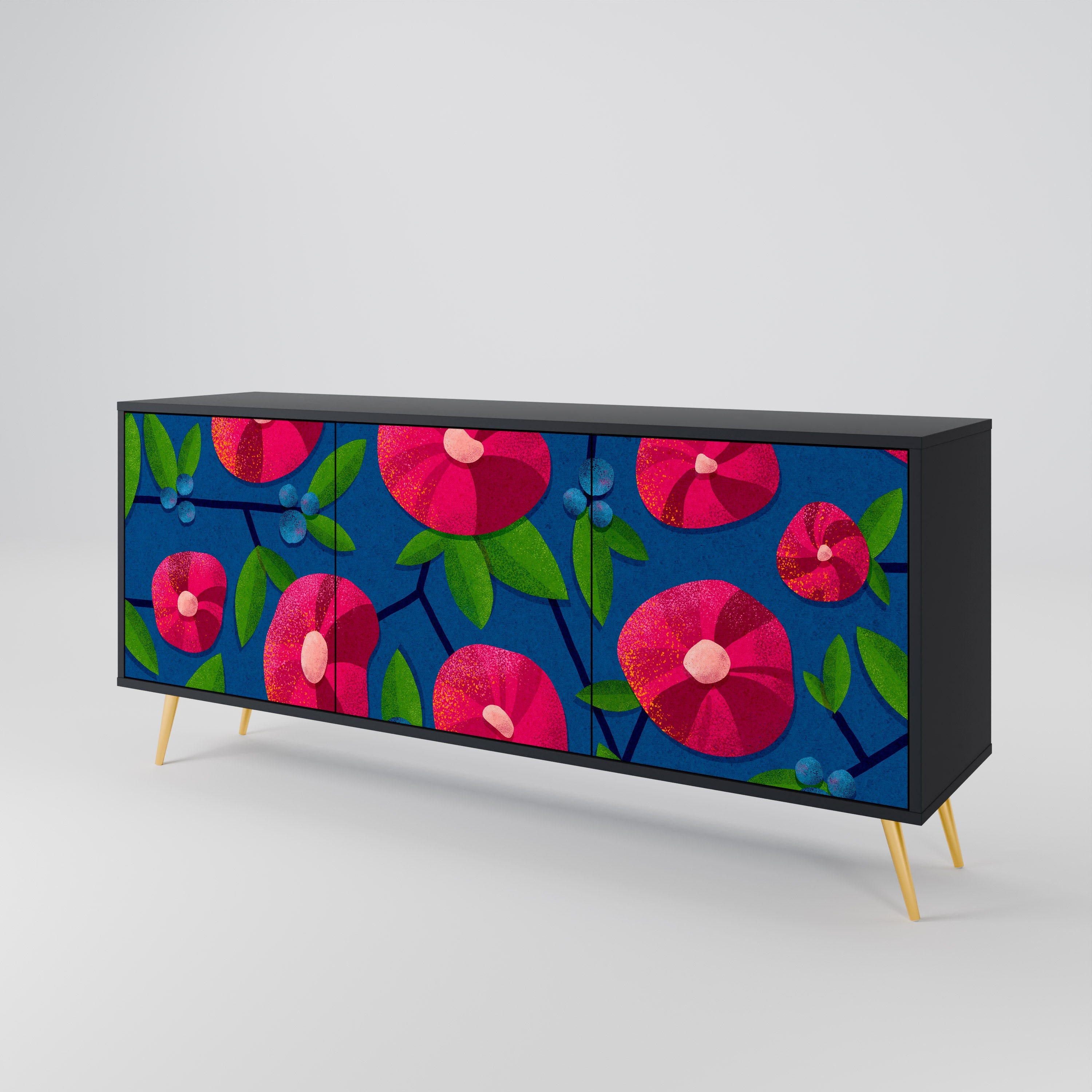 SPRING THOUGHTS 3-türiges Sideboard in schwarzem Finish