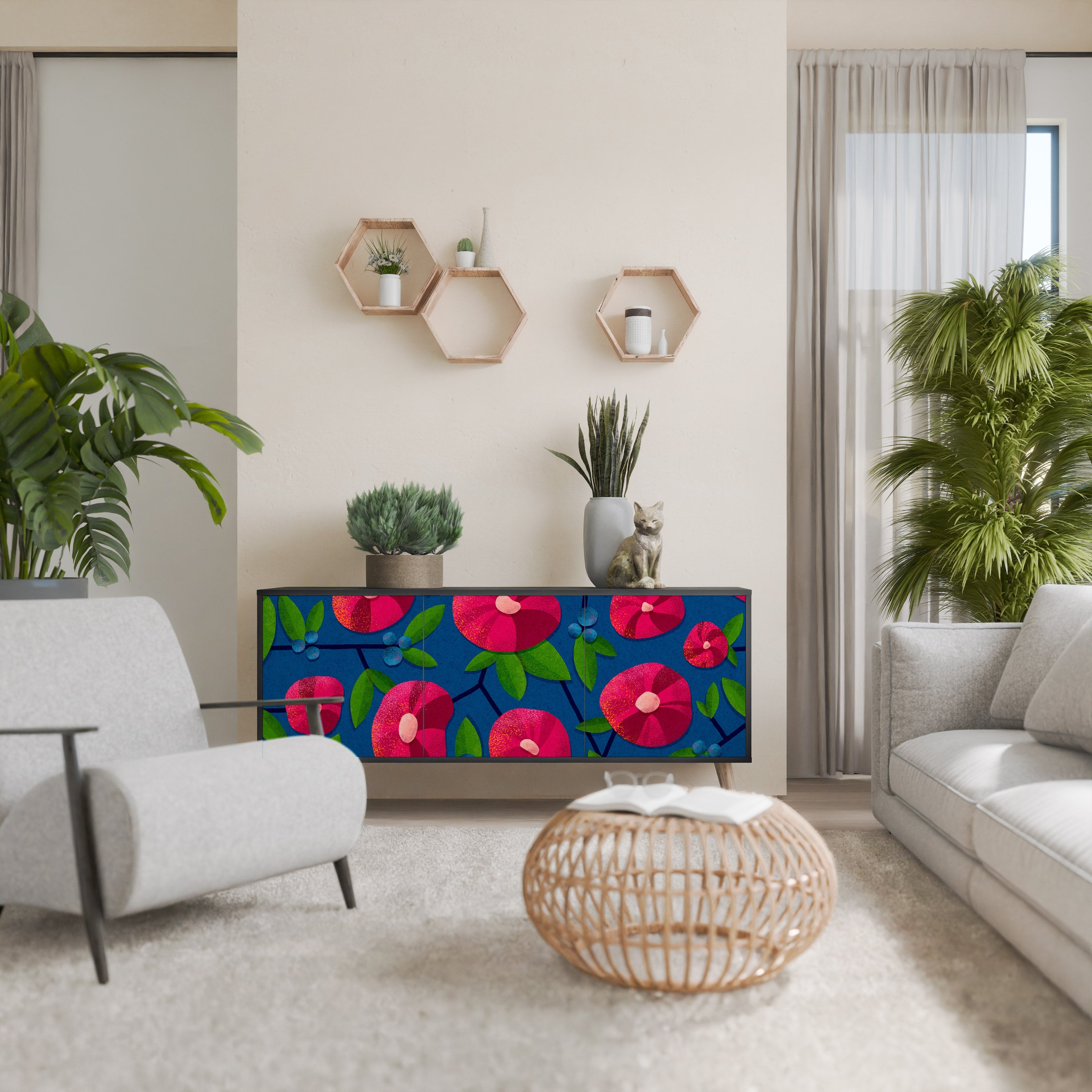SPRING THOUGHTS 3-türiges Sideboard in schwarzem Finish