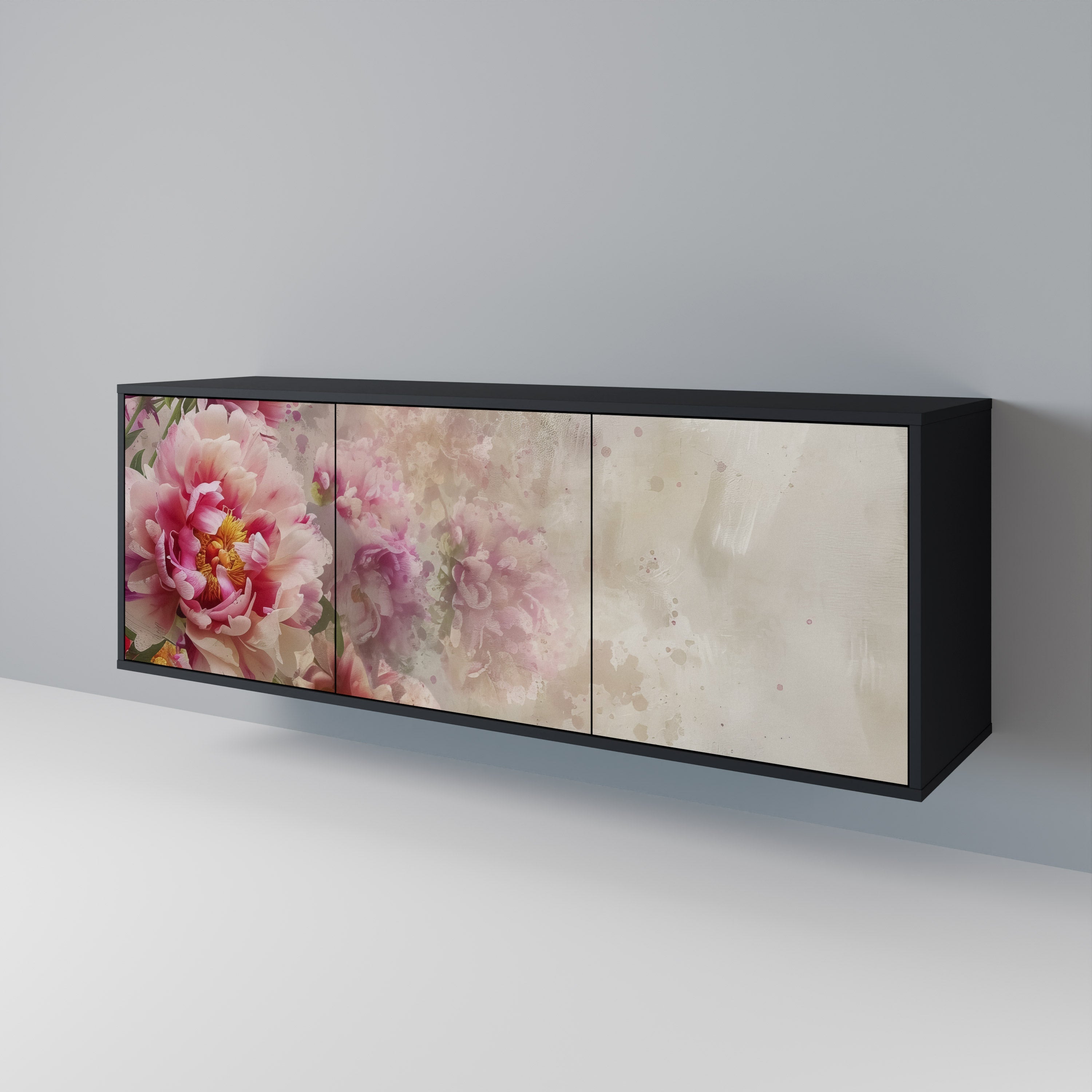 PEONY WHISPER Sideboard mit 3 Türen in Schwarz