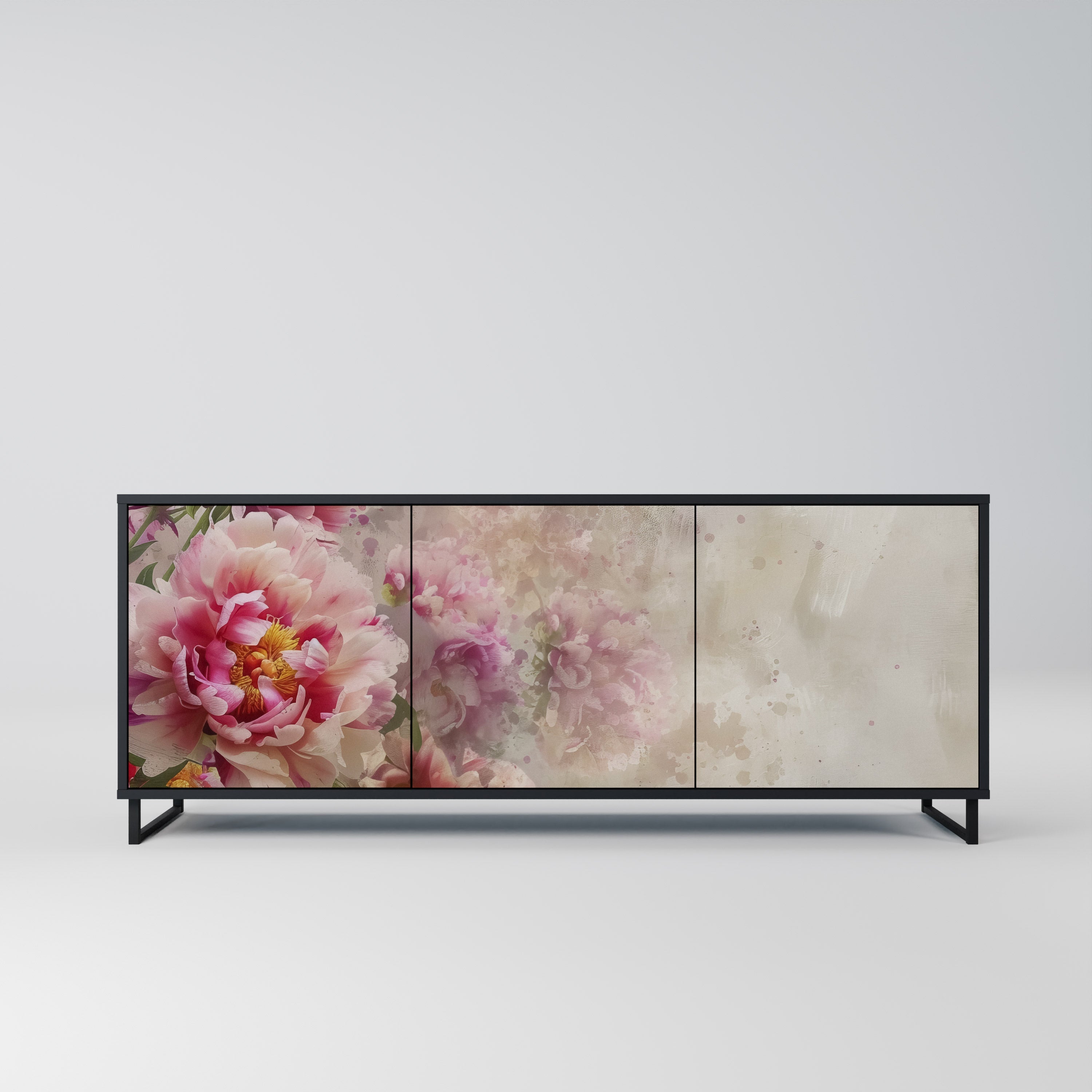 PEONY WHISPER Sideboard mit 3 Türen in Schwarz