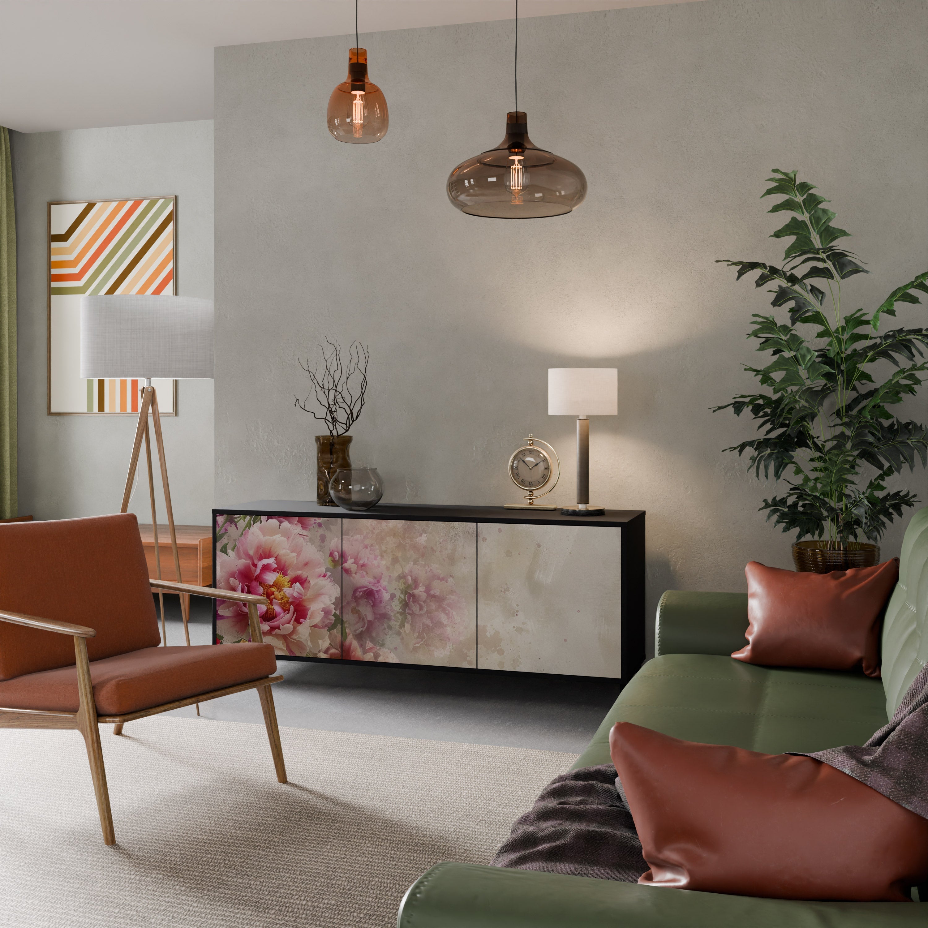 PEONY WHISPER Sideboard mit 3 Türen in Schwarz