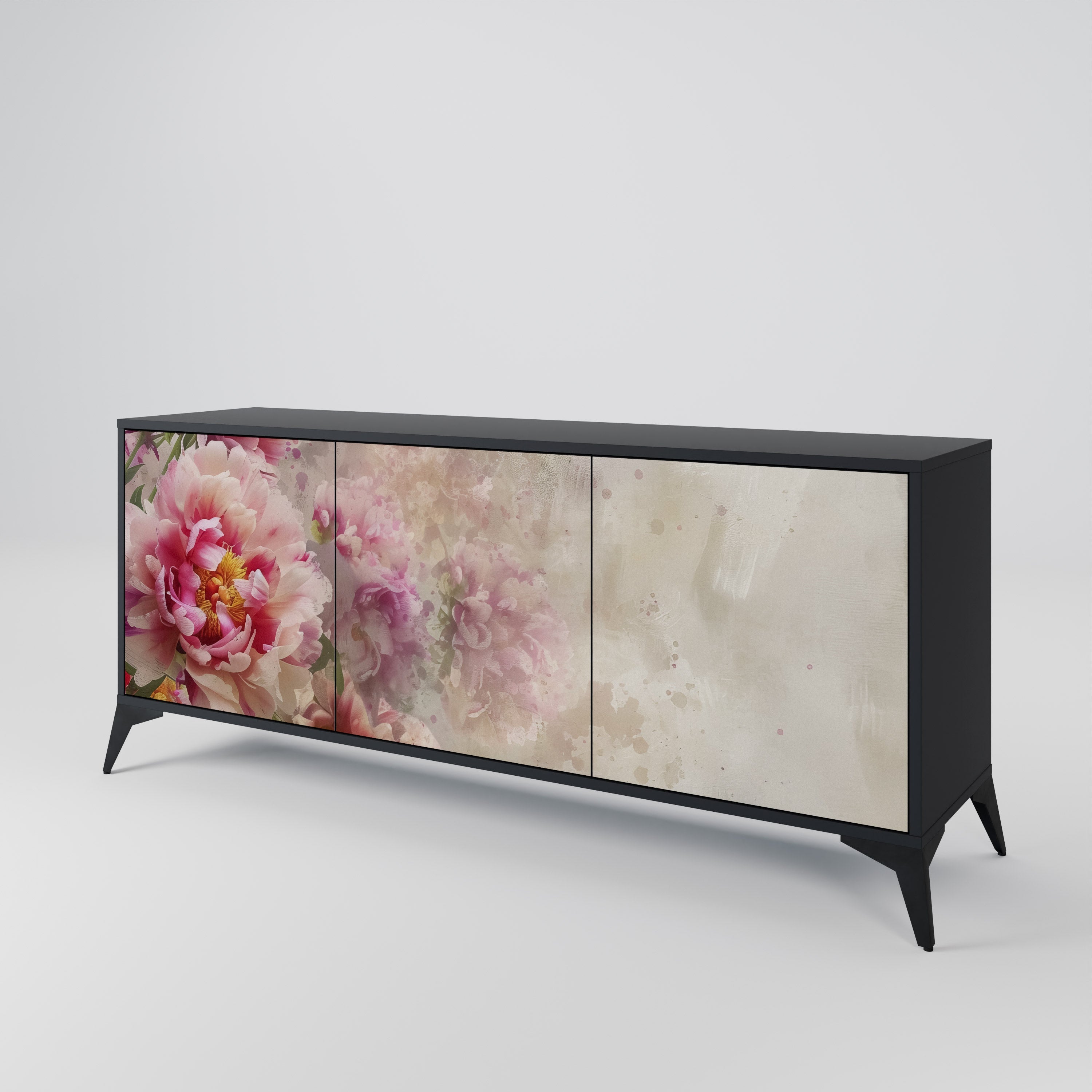 PEONY WHISPER Sideboard mit 3 Türen in Schwarz