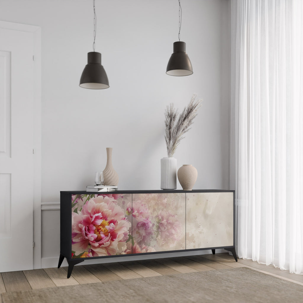 PEONY WHISPER Sideboard mit 3 Türen in Schwarz