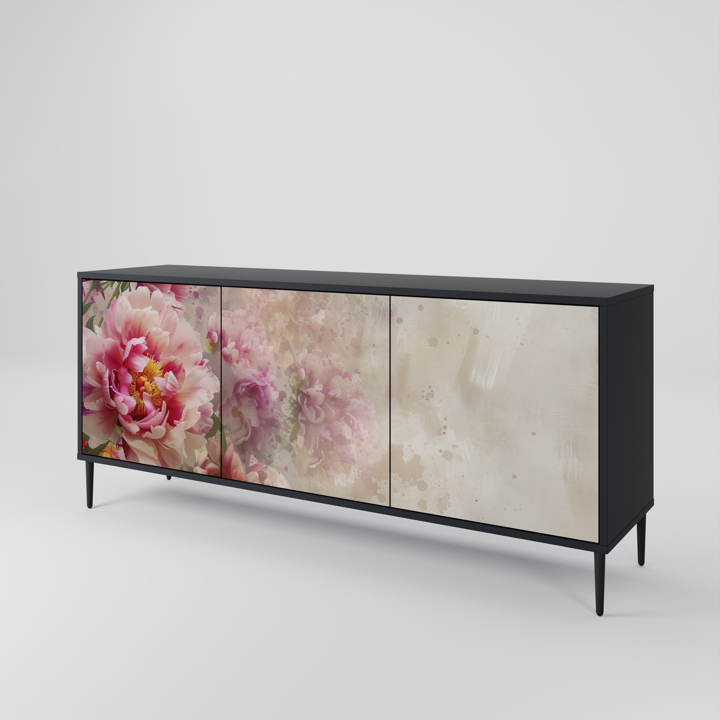 PEONY WHISPER Sideboard mit 3 Türen in Schwarz
