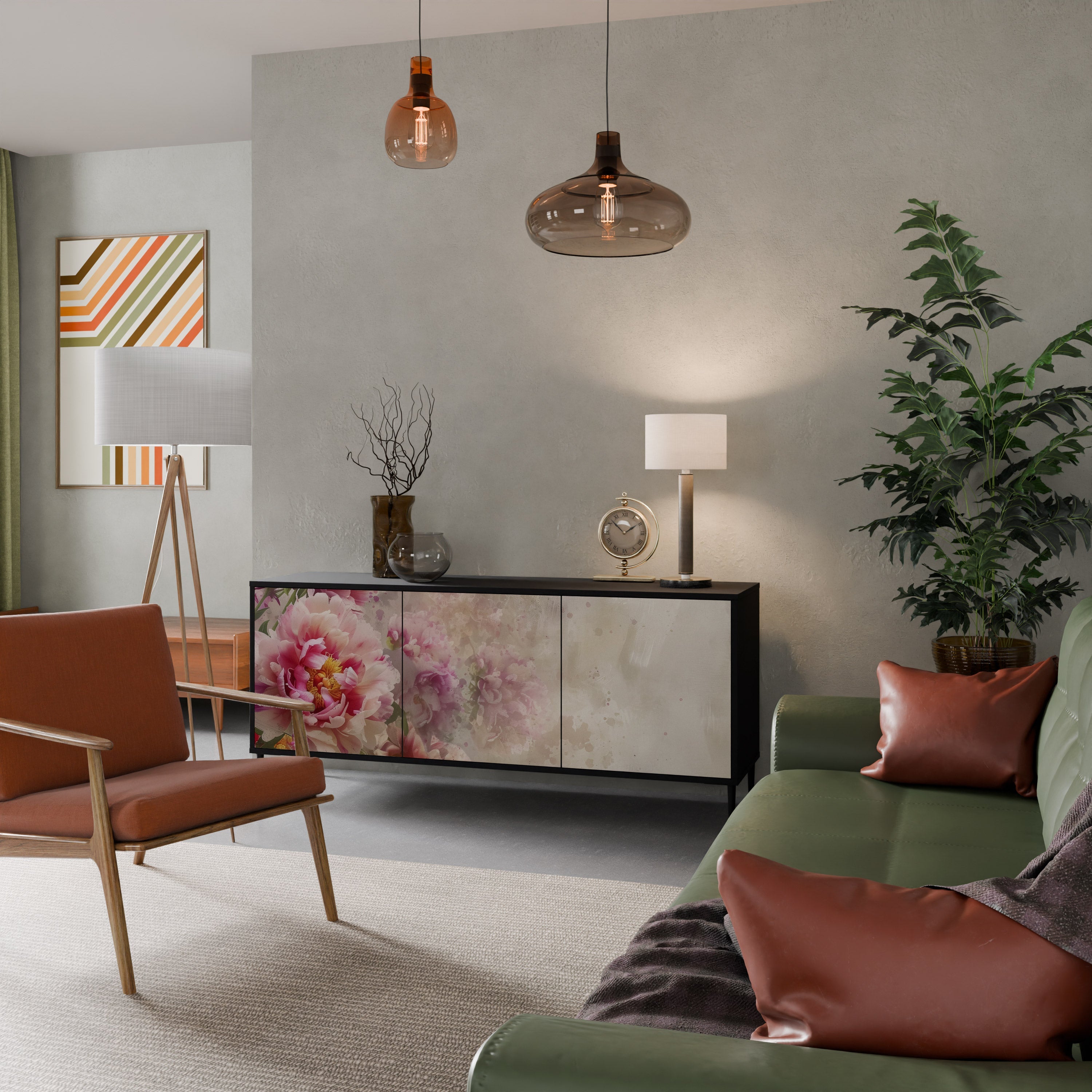 PEONY WHISPER Sideboard mit 3 Türen in Schwarz
