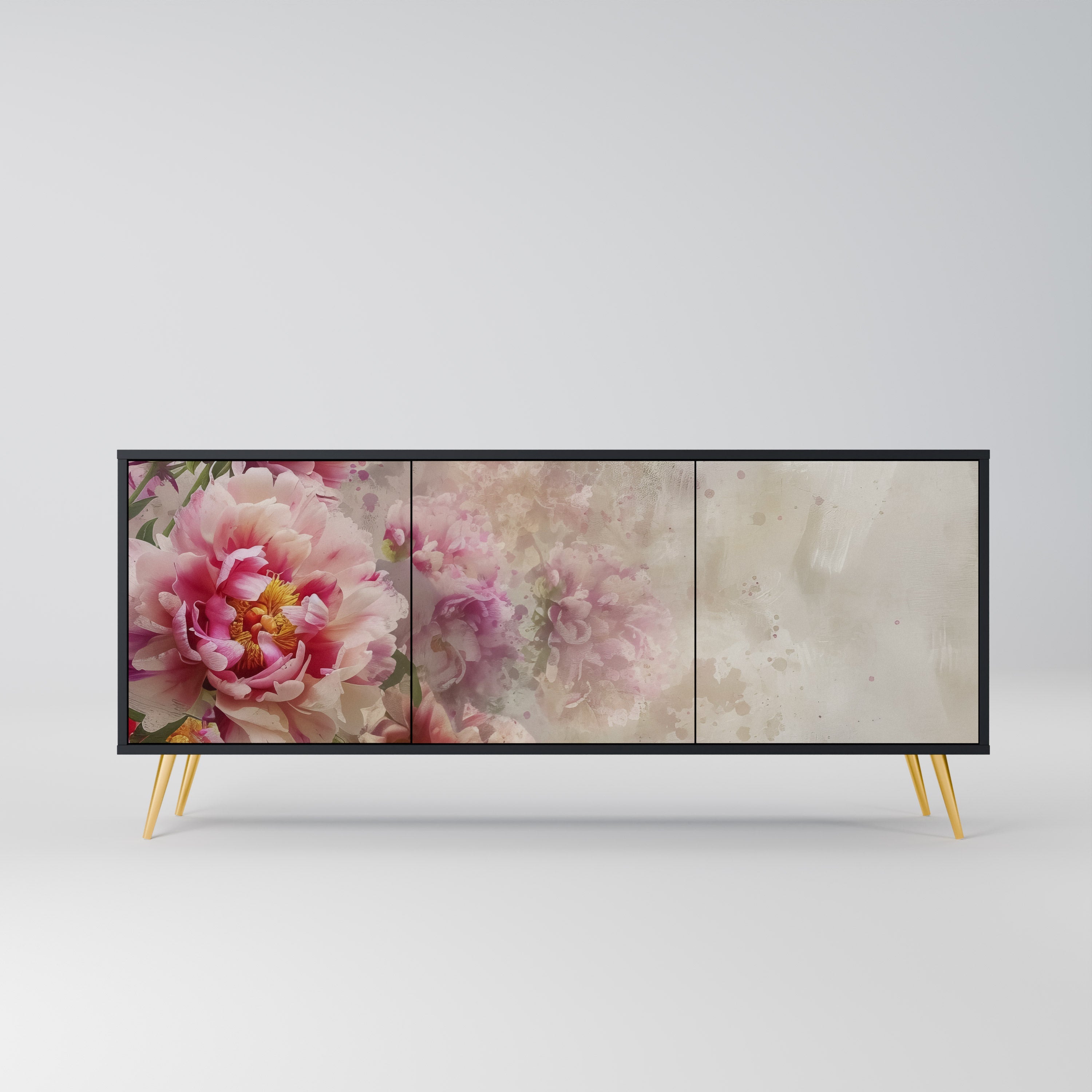 PEONY WHISPER Sideboard mit 3 Türen in Schwarz