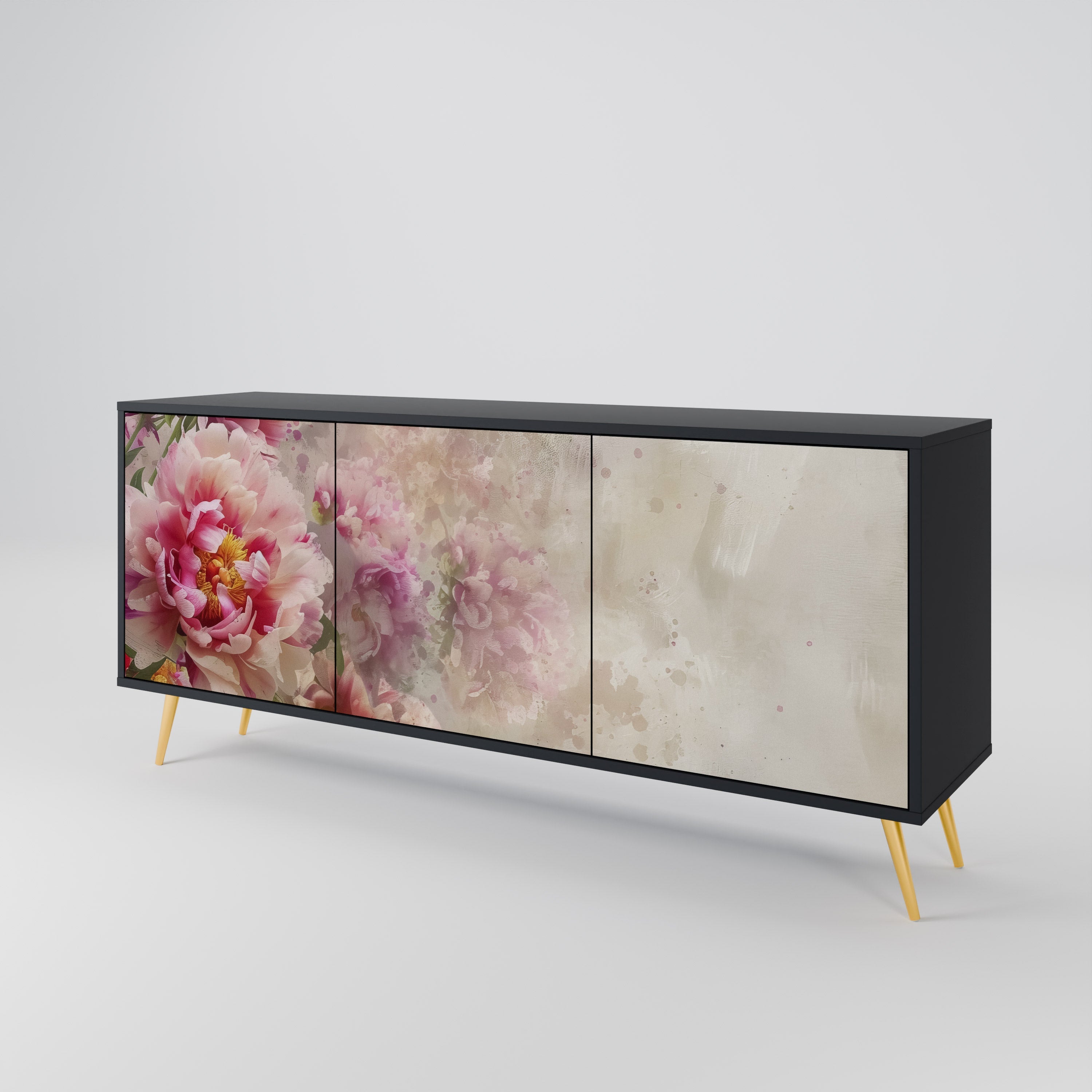 PEONY WHISPER Sideboard mit 3 Türen in Schwarz