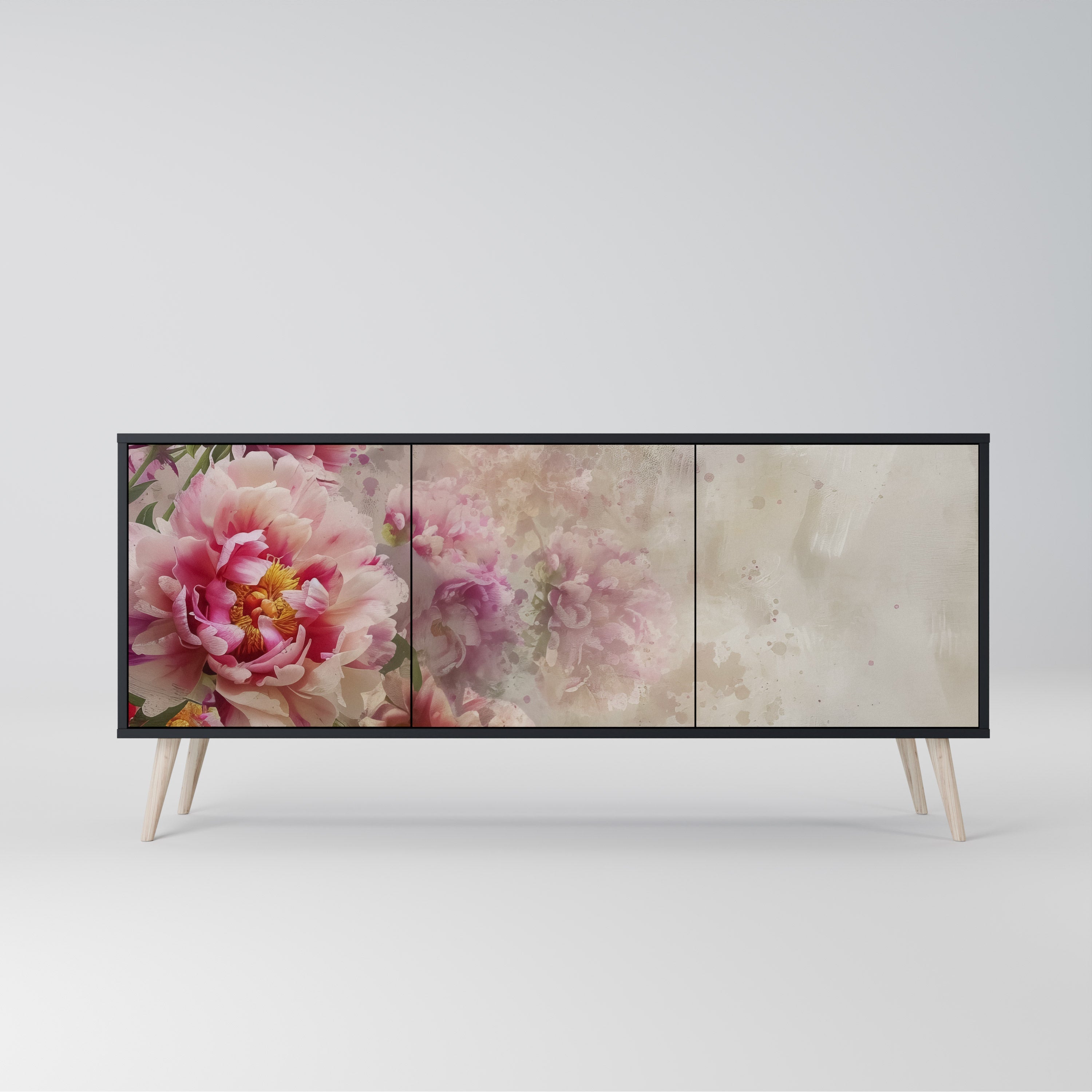PEONY WHISPER Sideboard mit 3 Türen in Schwarz