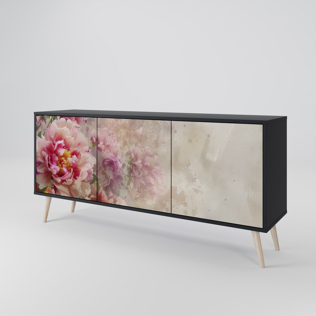 PEONY WHISPER Sideboard mit 3 Türen in Schwarz