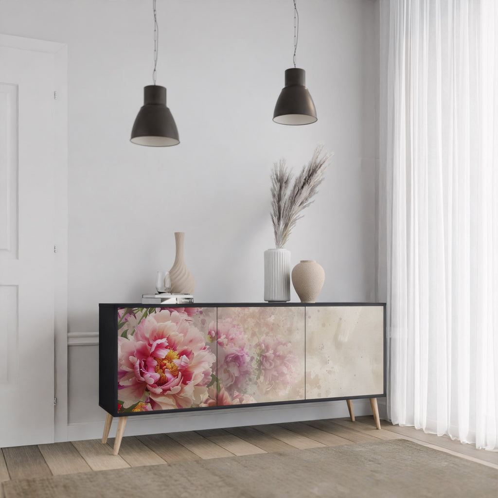 PEONY WHISPER Sideboard mit 3 Türen in Schwarz