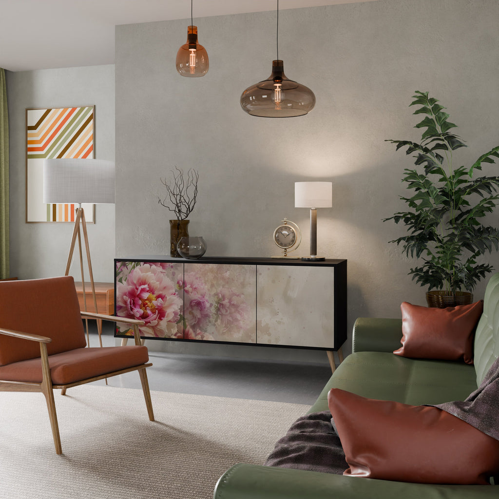 PEONY WHISPER Sideboard mit 3 Türen in Schwarz