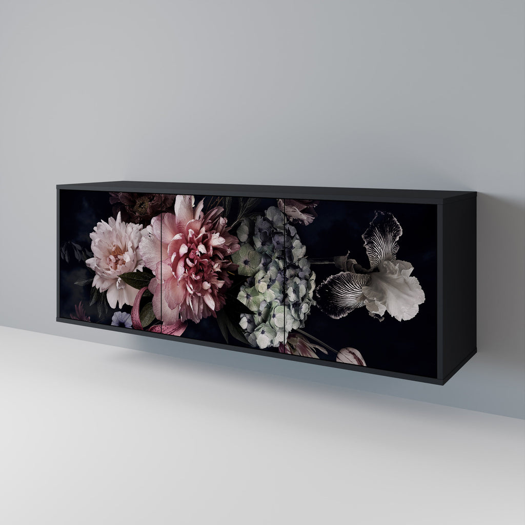 PURE BLOSSOM Sideboard mit 3 Türen in Schwarz