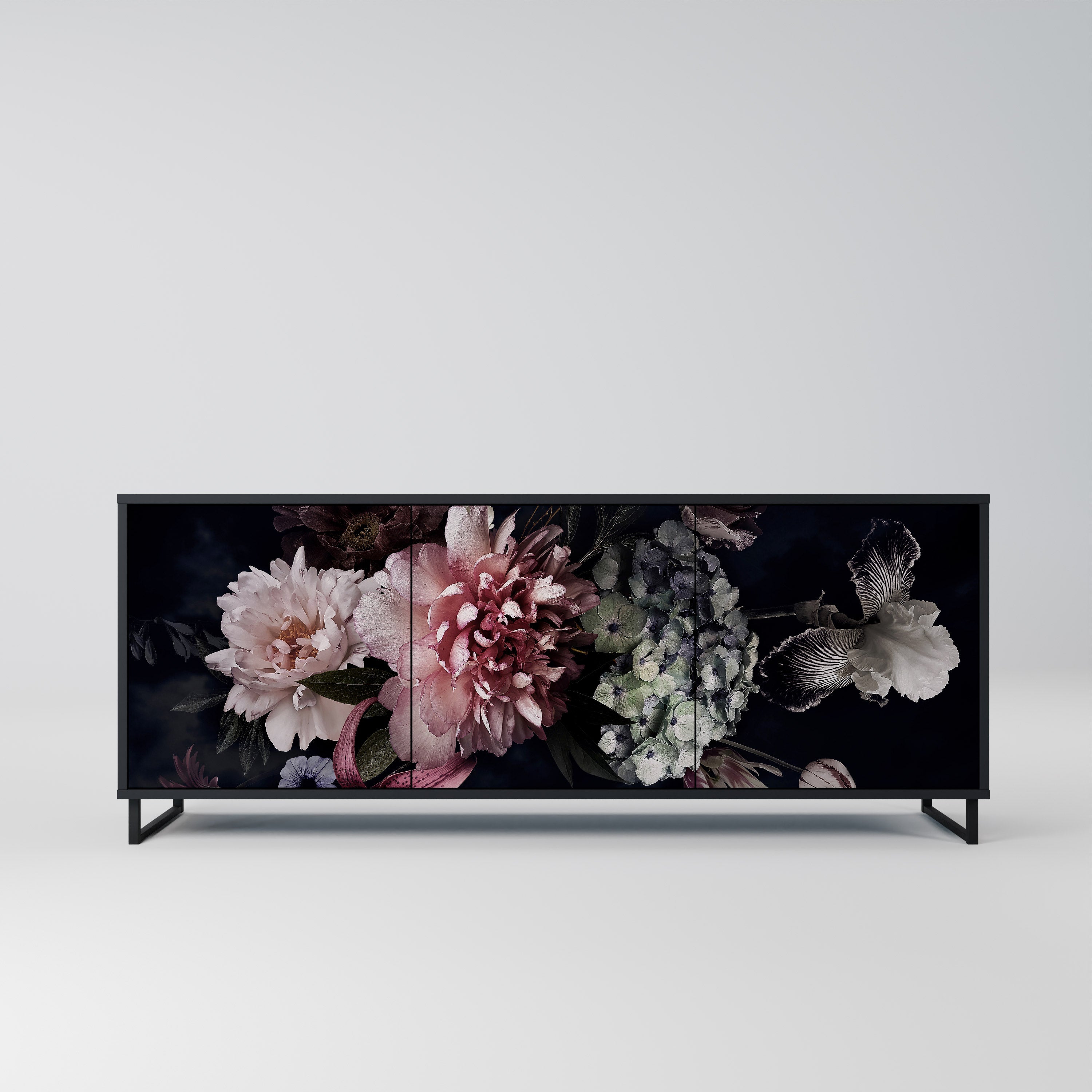 PURE BLOSSOM Sideboard mit 3 Türen in Schwarz
