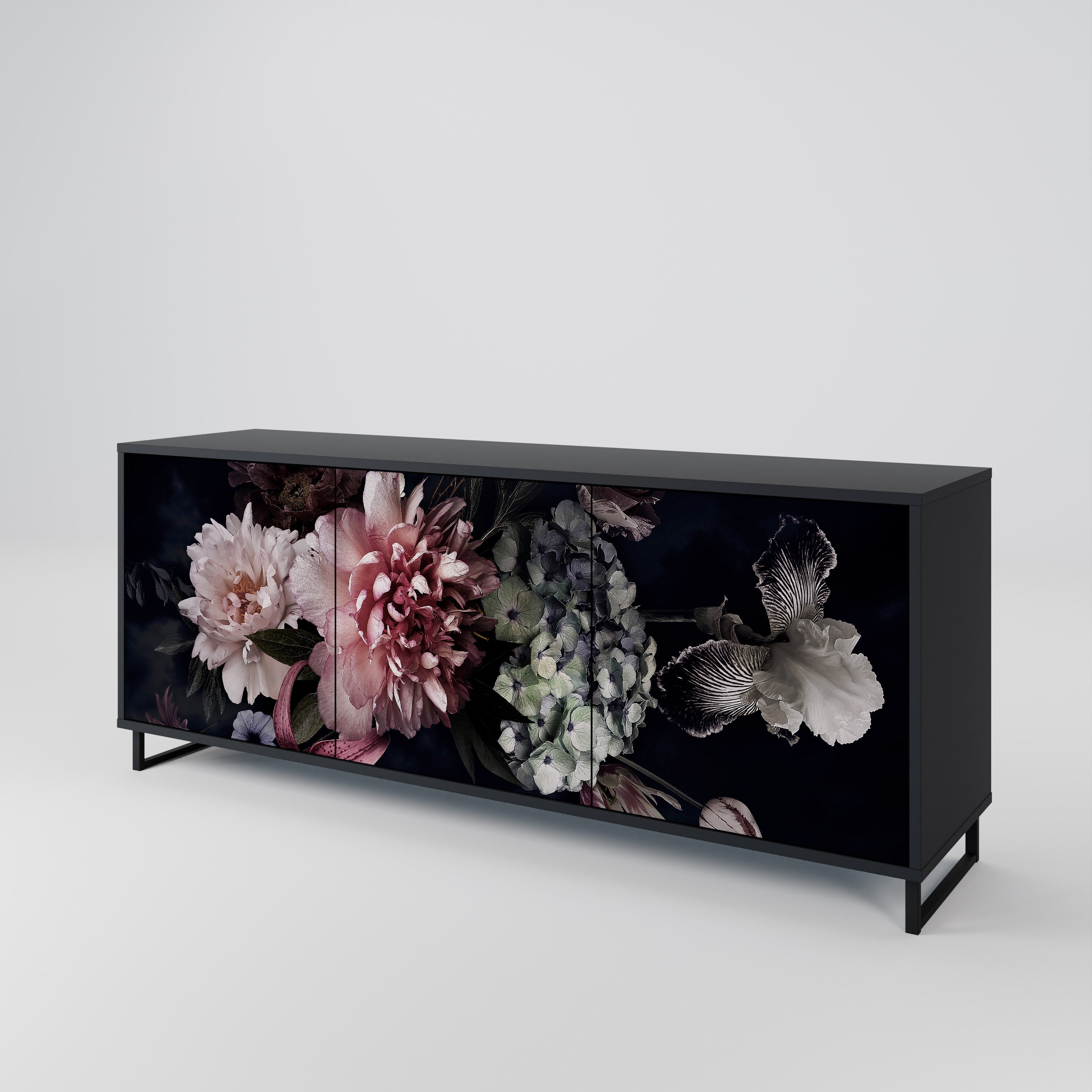 PURE BLOSSOM Sideboard mit 3 Türen in Schwarz