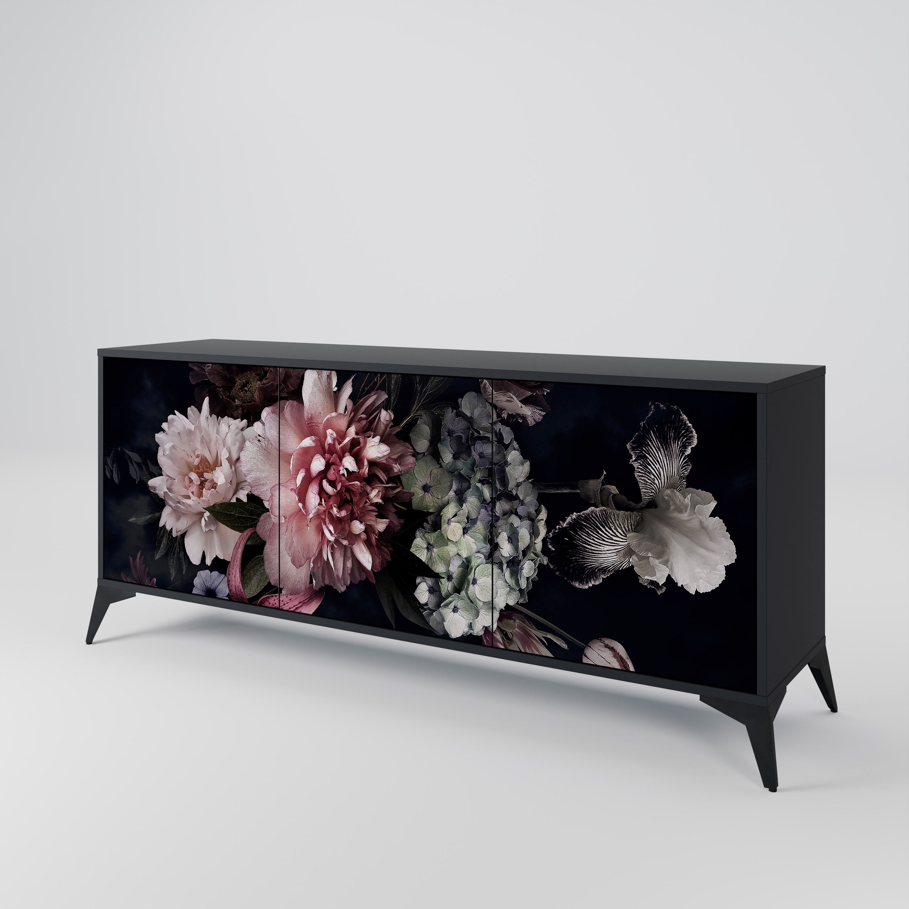 PURE BLOSSOM Sideboard mit 3 Türen in Schwarz