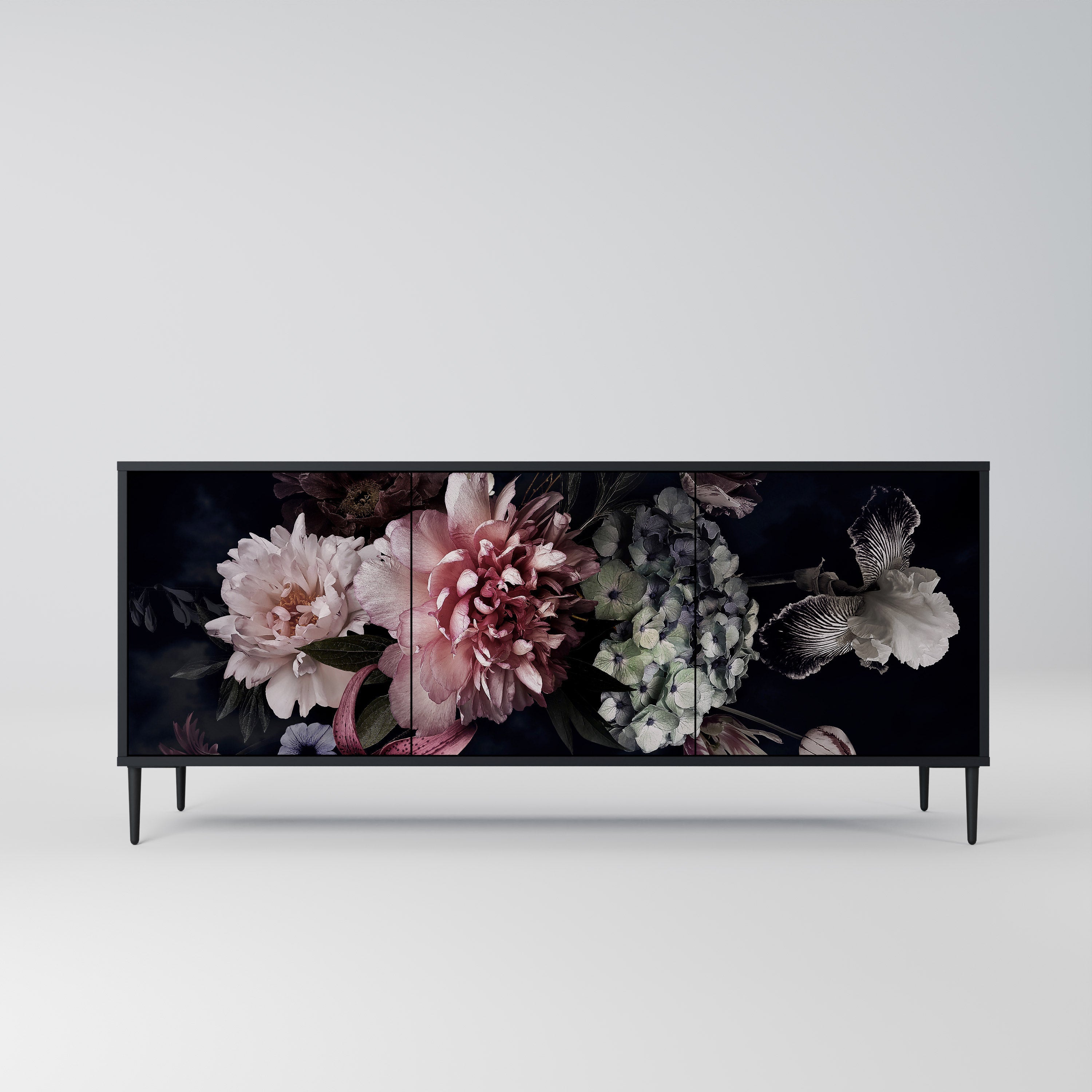 PURE BLOSSOM Sideboard mit 3 Türen in Schwarz