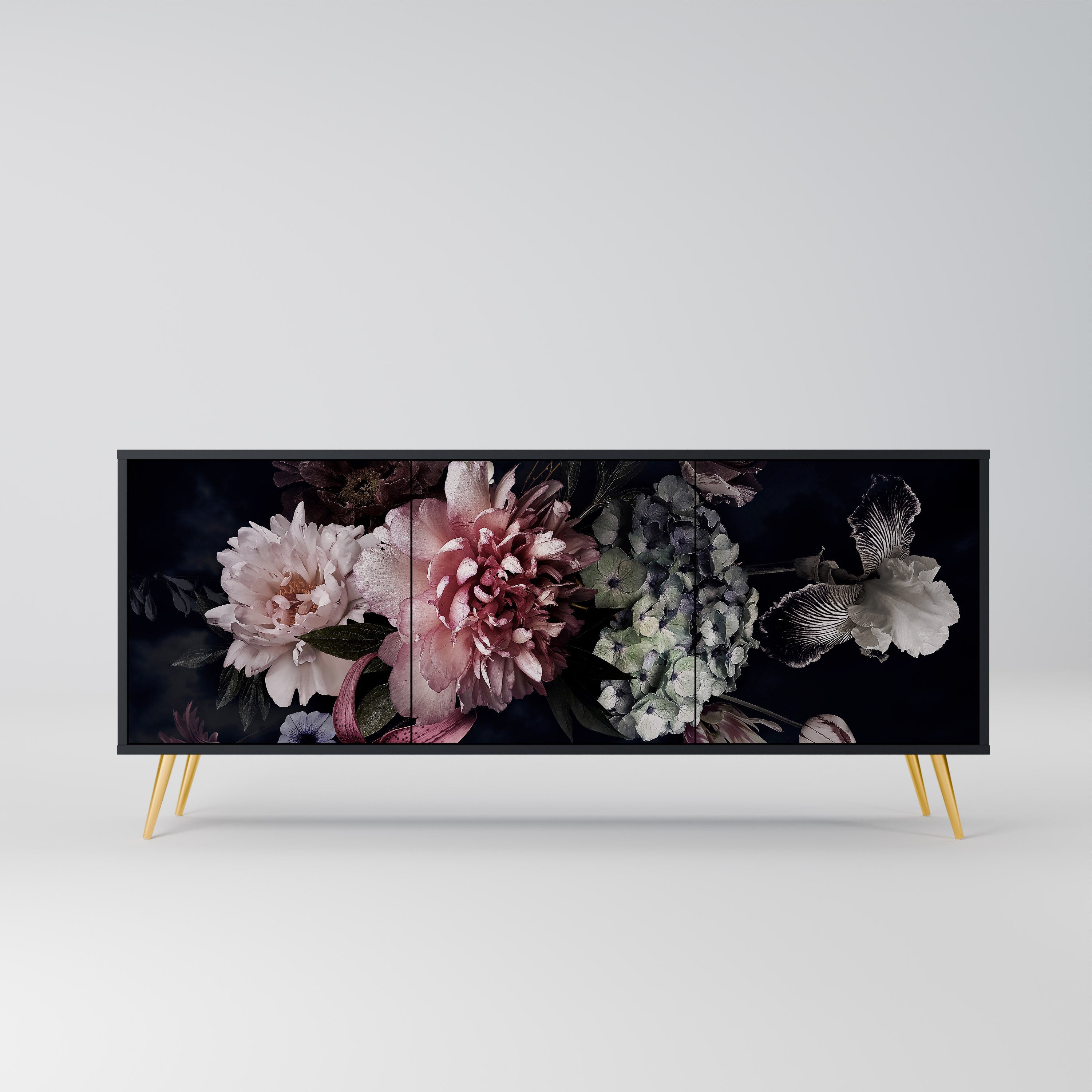 PURE BLOSSOM Sideboard mit 3 Türen in Schwarz