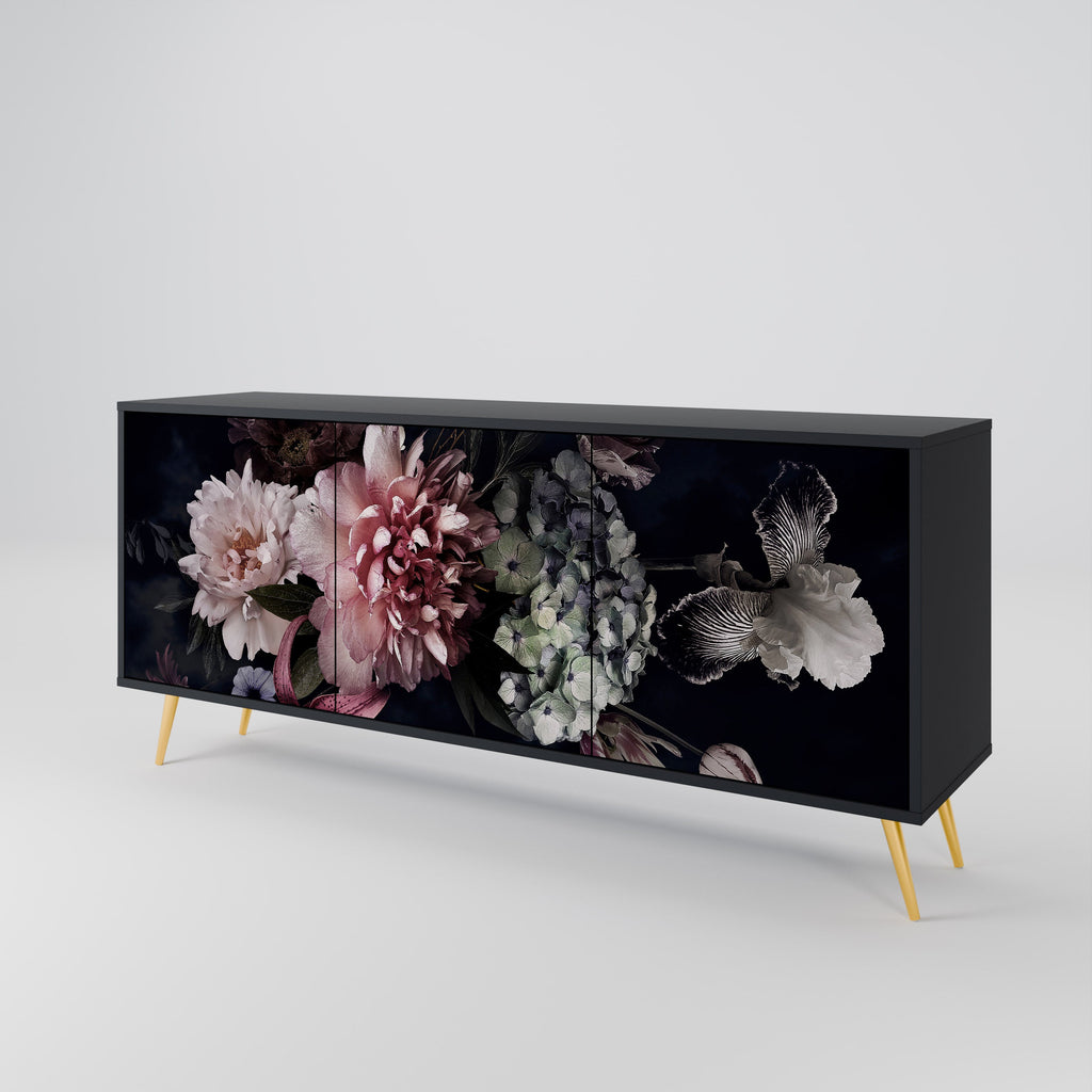 PURE BLOSSOM Sideboard mit 3 Türen in Schwarz