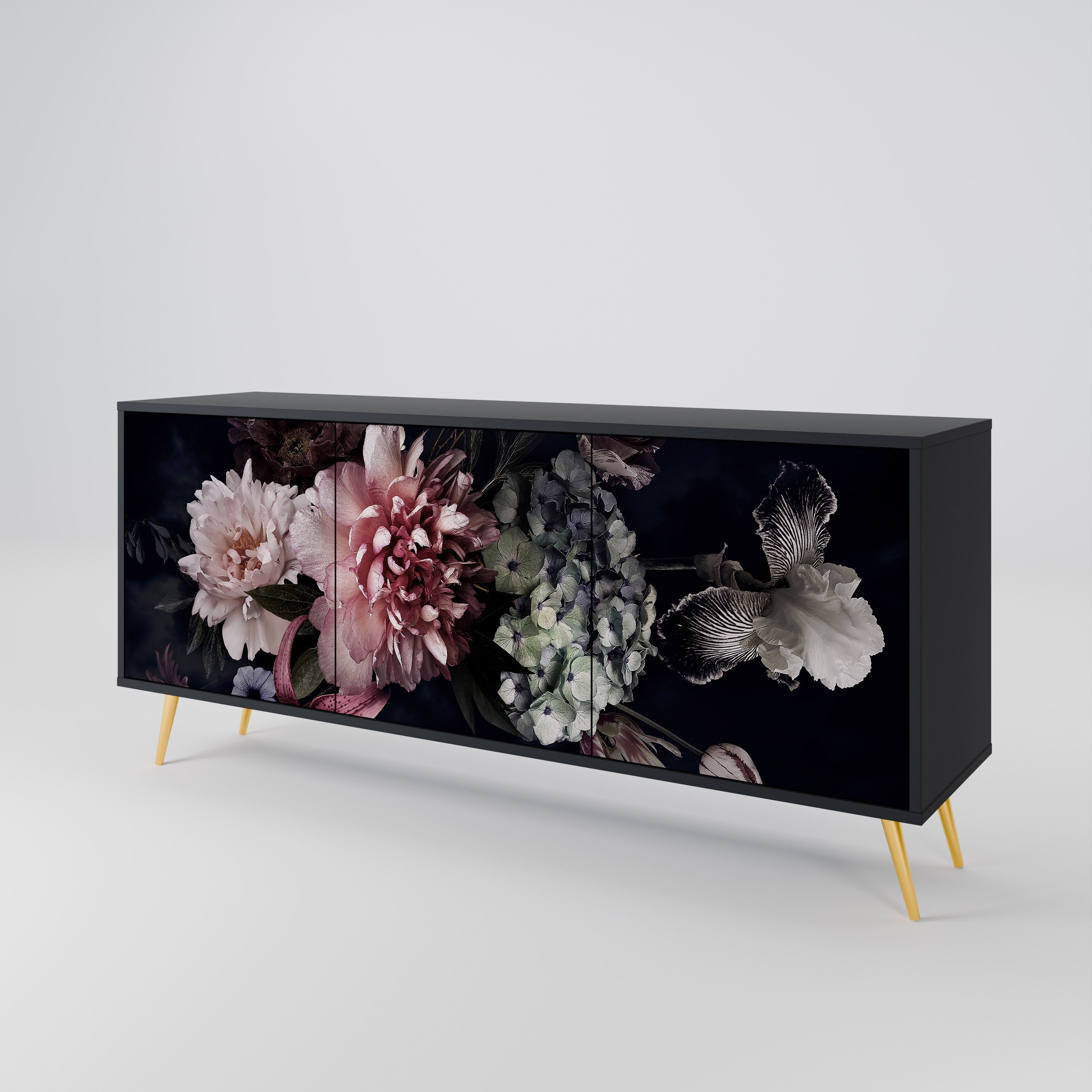 PURE BLOSSOM Sideboard mit 3 Türen in Schwarz