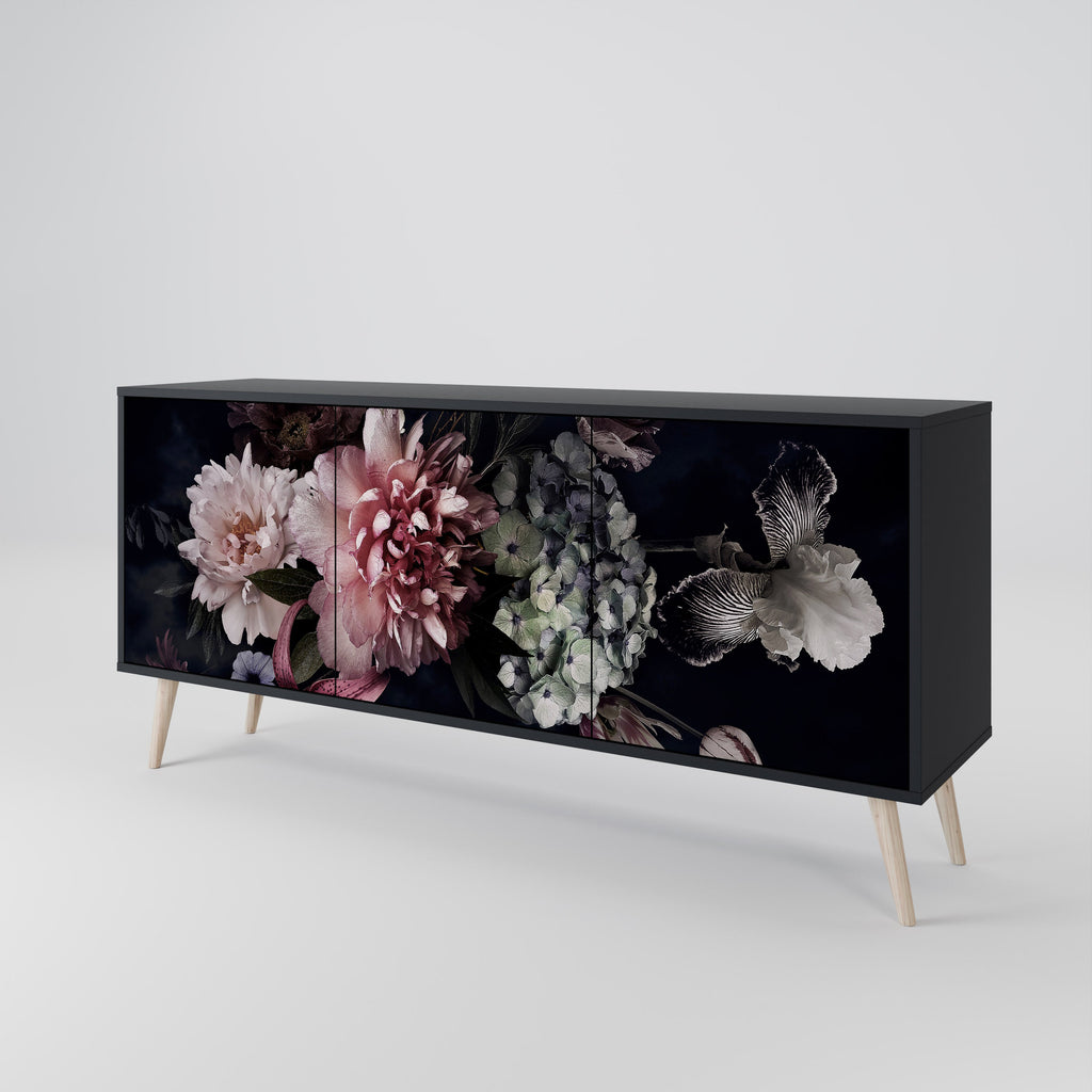 PURE BLOSSOM Sideboard mit 3 Türen in Schwarz